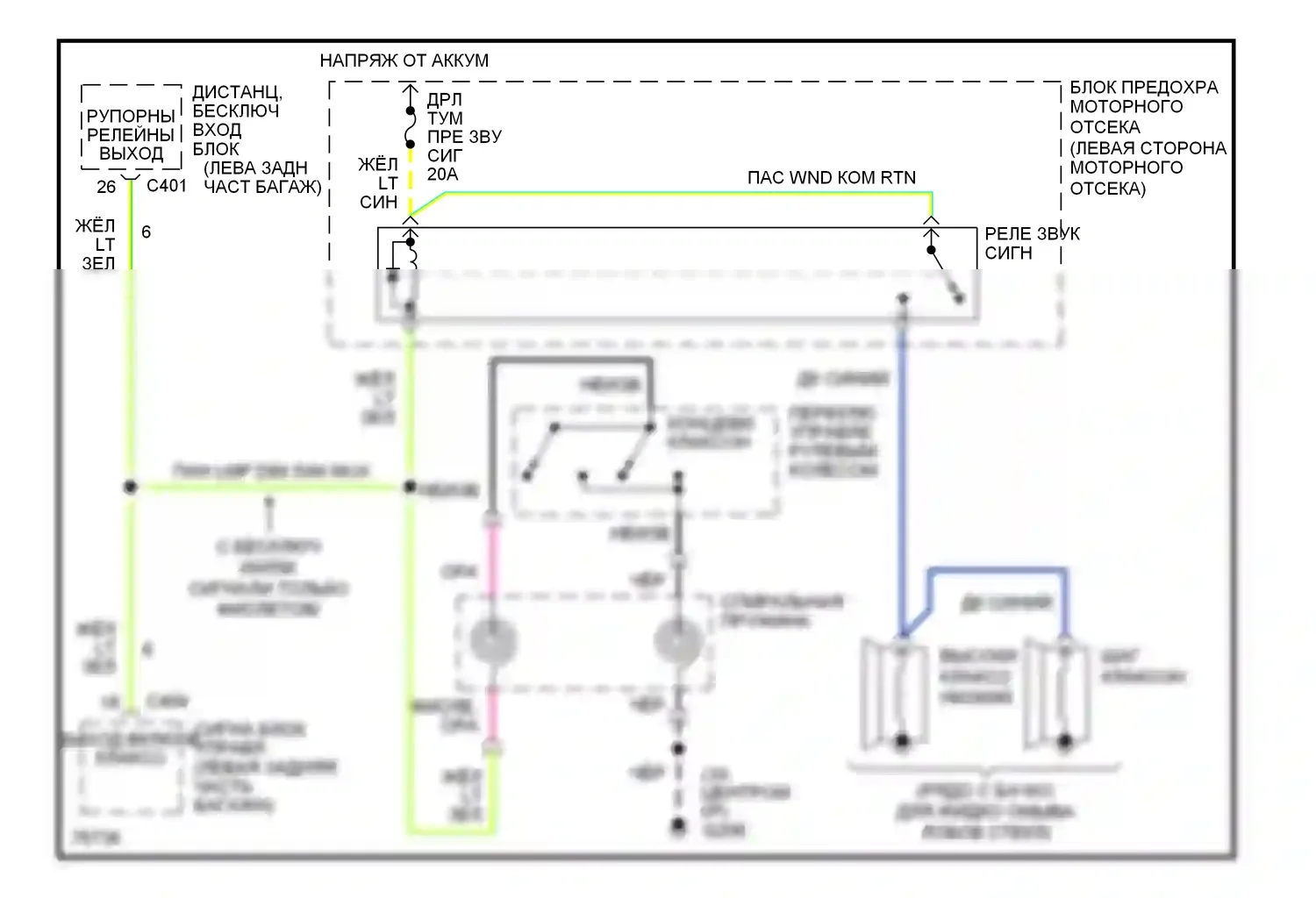 Mustang Ford IV (1993-1998): Электросхема клаксона 