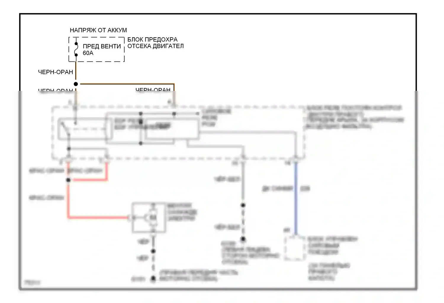 Mustang Ford IV (1993-1998): 3.8l, электросхема вентилятора охлаждения 