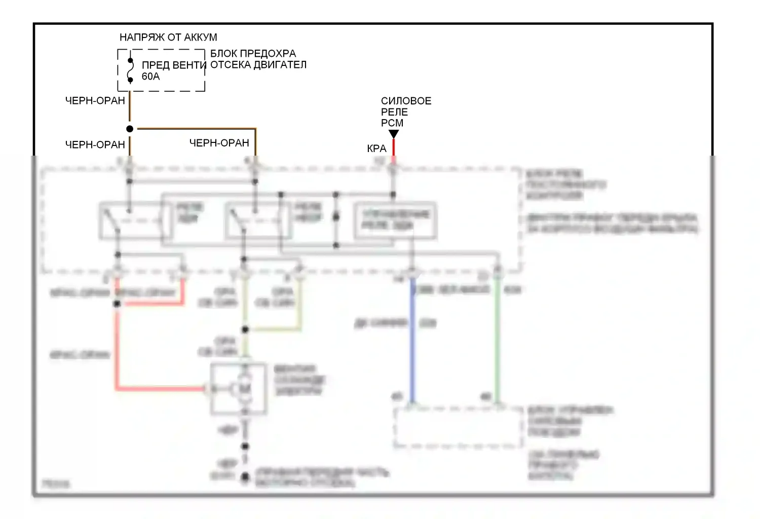 Mustang Ford IV (1993-1998): 4.6l, электросхема вентилятора охлаждения 