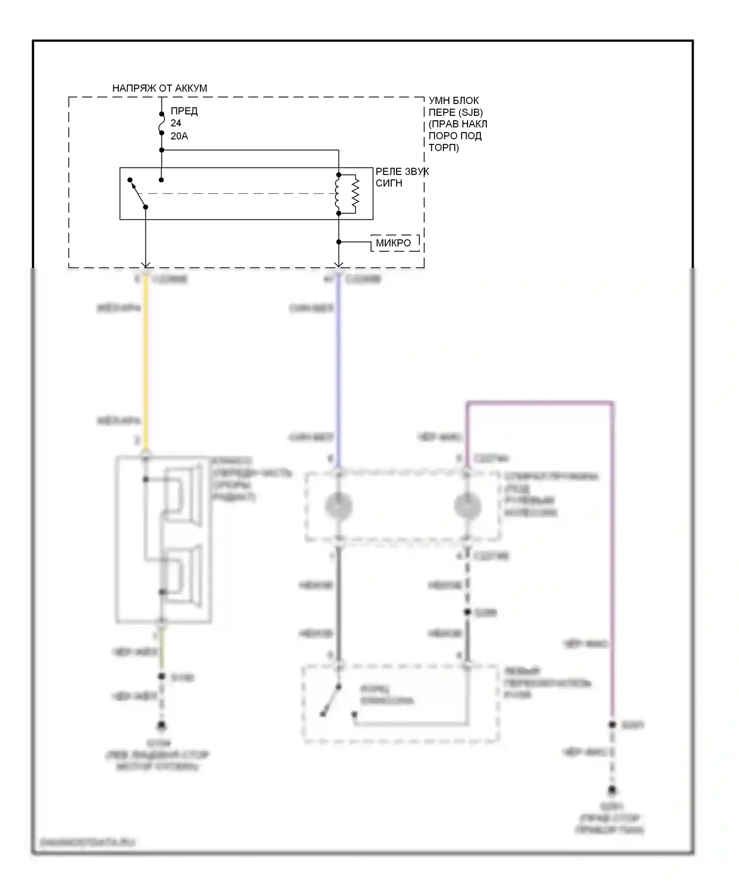 Mustang Ford V рестайлинг (2009-2014): Электросхема клаксона 