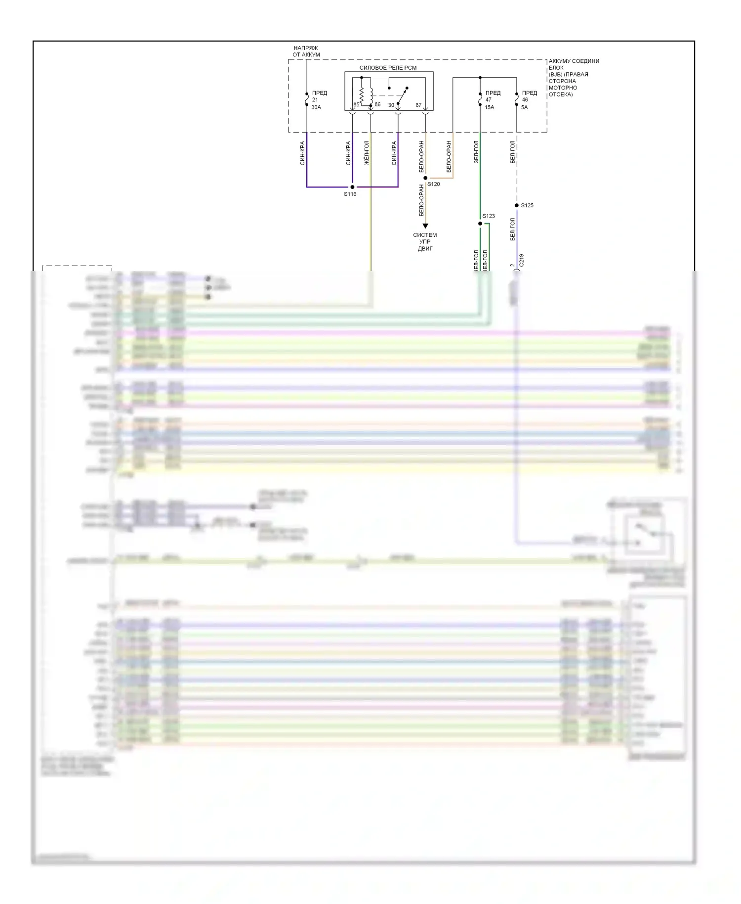 Mustang Ford V рестайлинг (2009-2014): 5.0l, электросхема соединений коробки передач (1 из 2) 