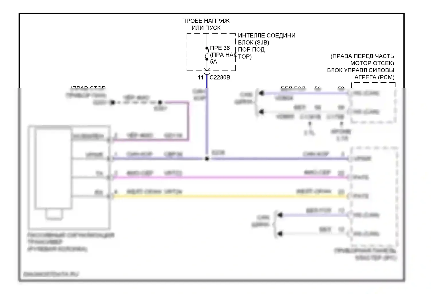 Mustang Ford V рестайлинг (2009-2014): Пассивная сигнализации электросхема 