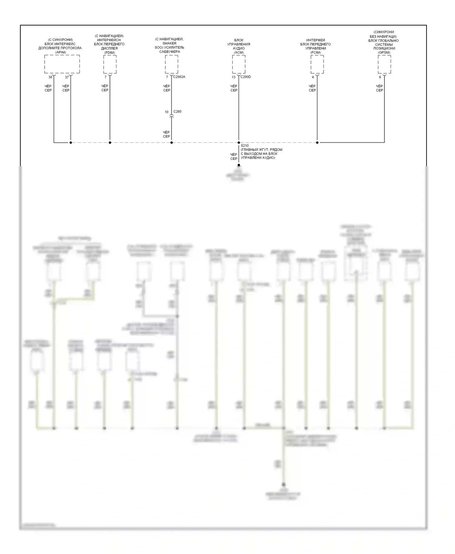 Mustang Ford V рестайлинг (2009-2014): Электросхема точек подключения масс (4 из 4) 