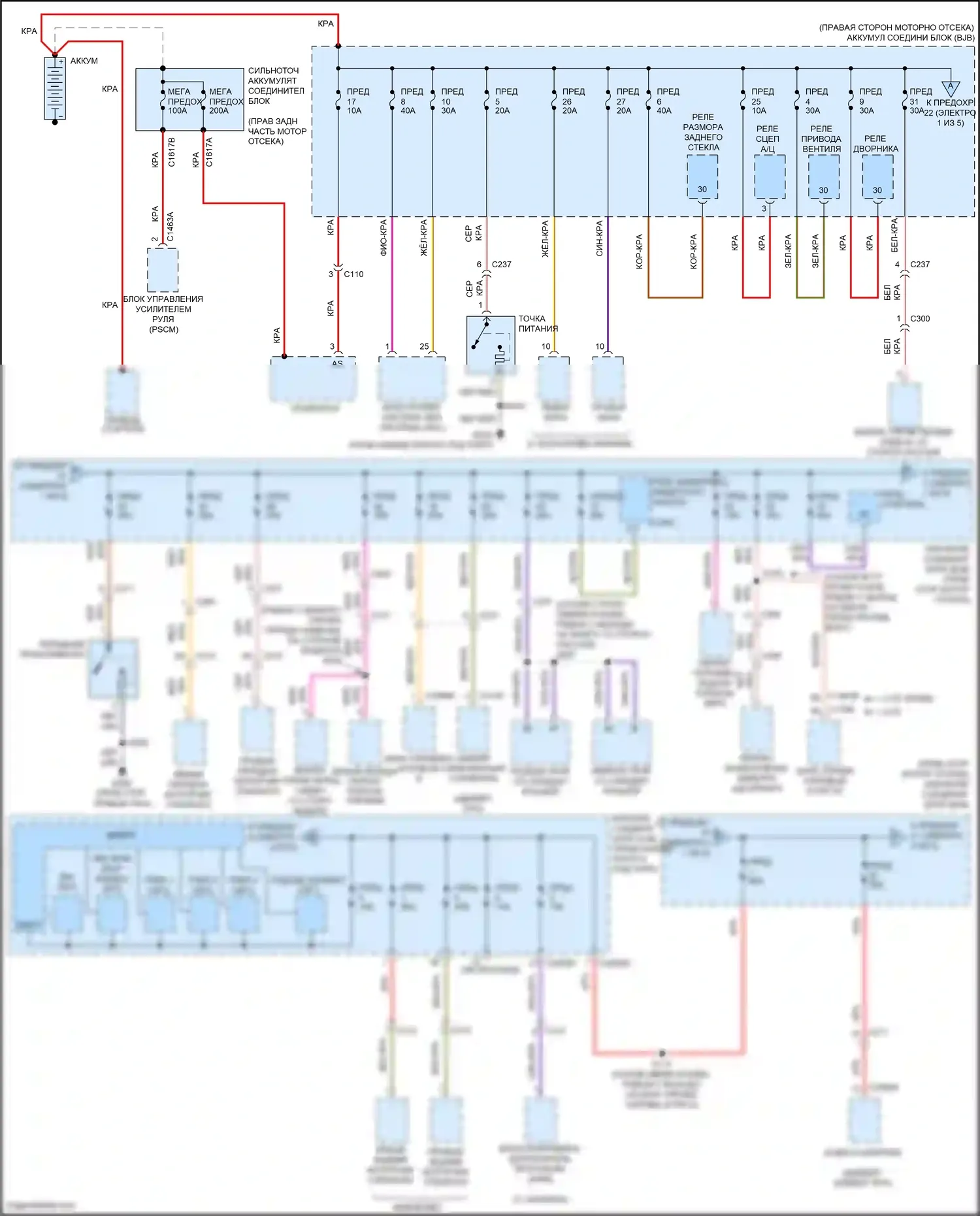 Mustang Ford V рестайлинг 2 (2012-2014): Электросхема блока предохранителей реле (1 из 5) 
