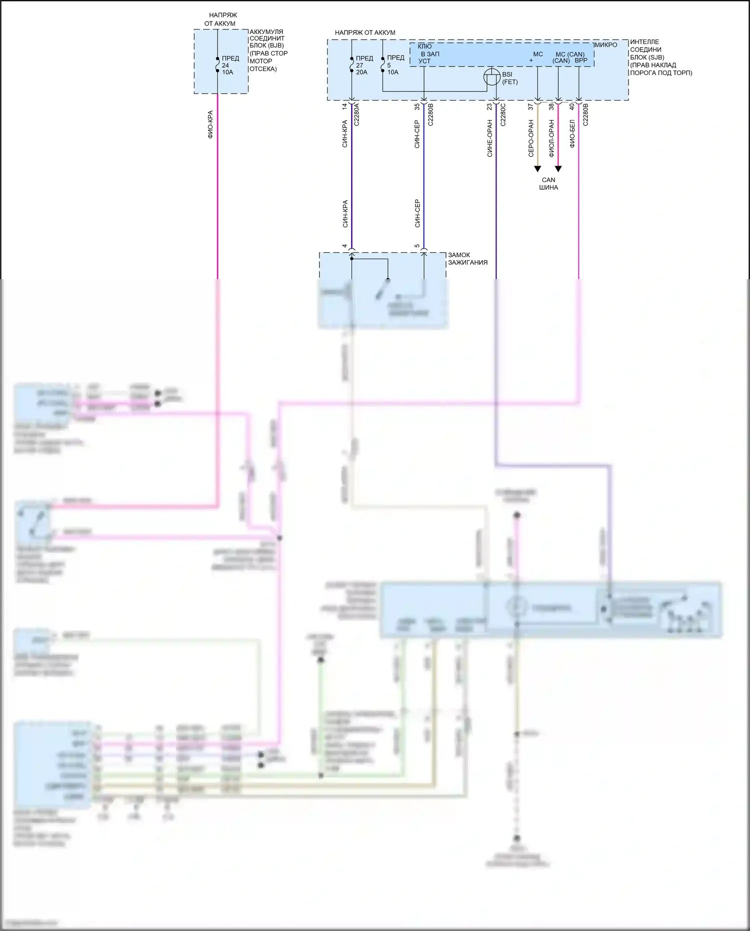 Mustang Ford V рестайлинг 2 (2012-2014): Электросхема блокировки селектора 