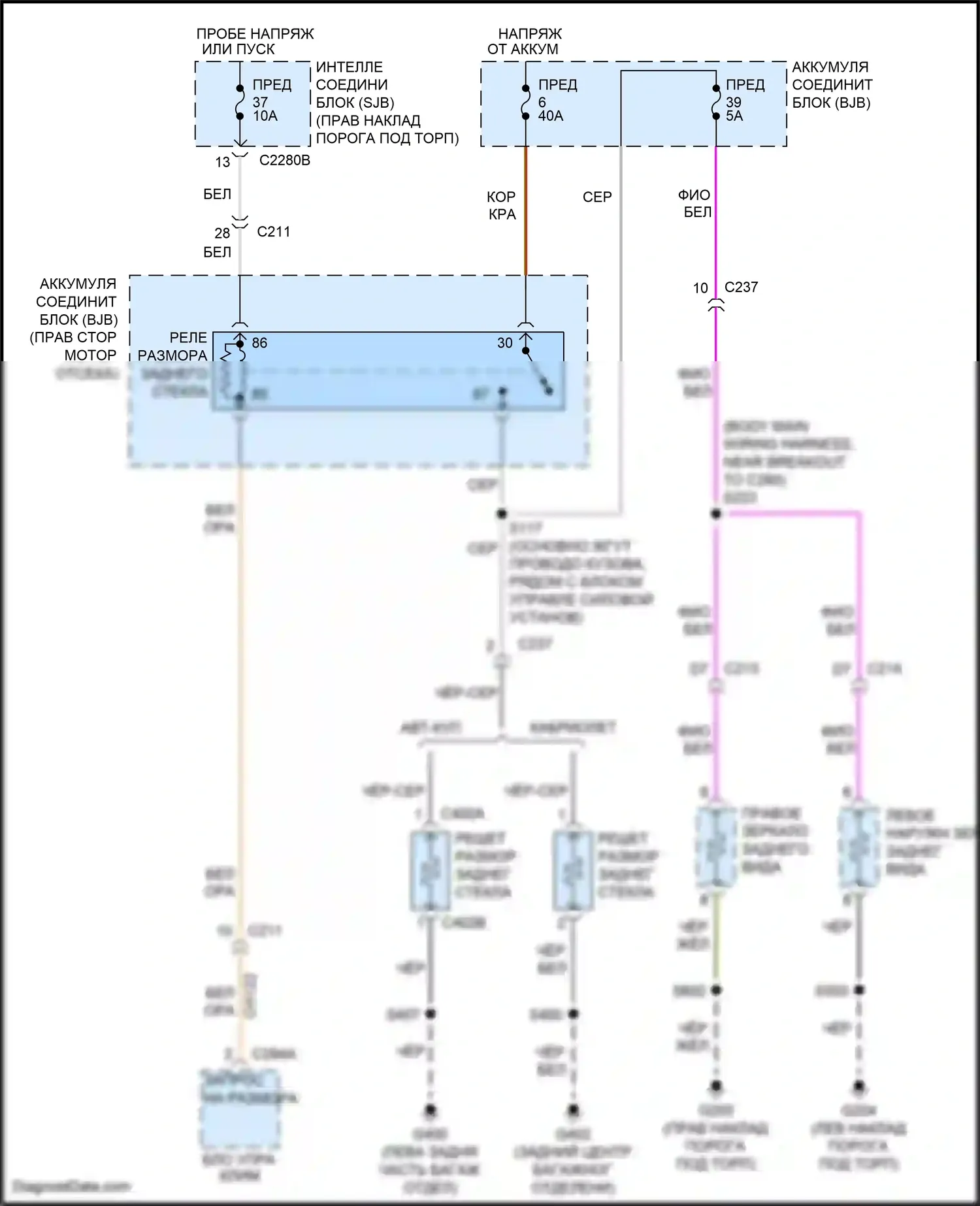 Mustang Ford V рестайлинг 2 (2012-2014): Электросхема подогрева стекол 