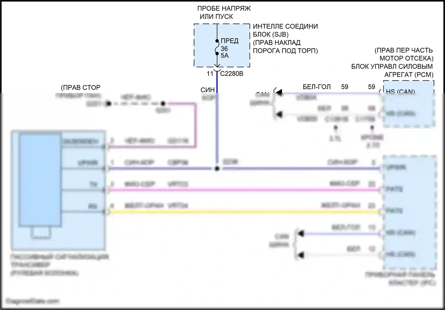 Mustang Ford V рестайлинг 2 (2012-2014): Пассивная сигнализации электросхема 