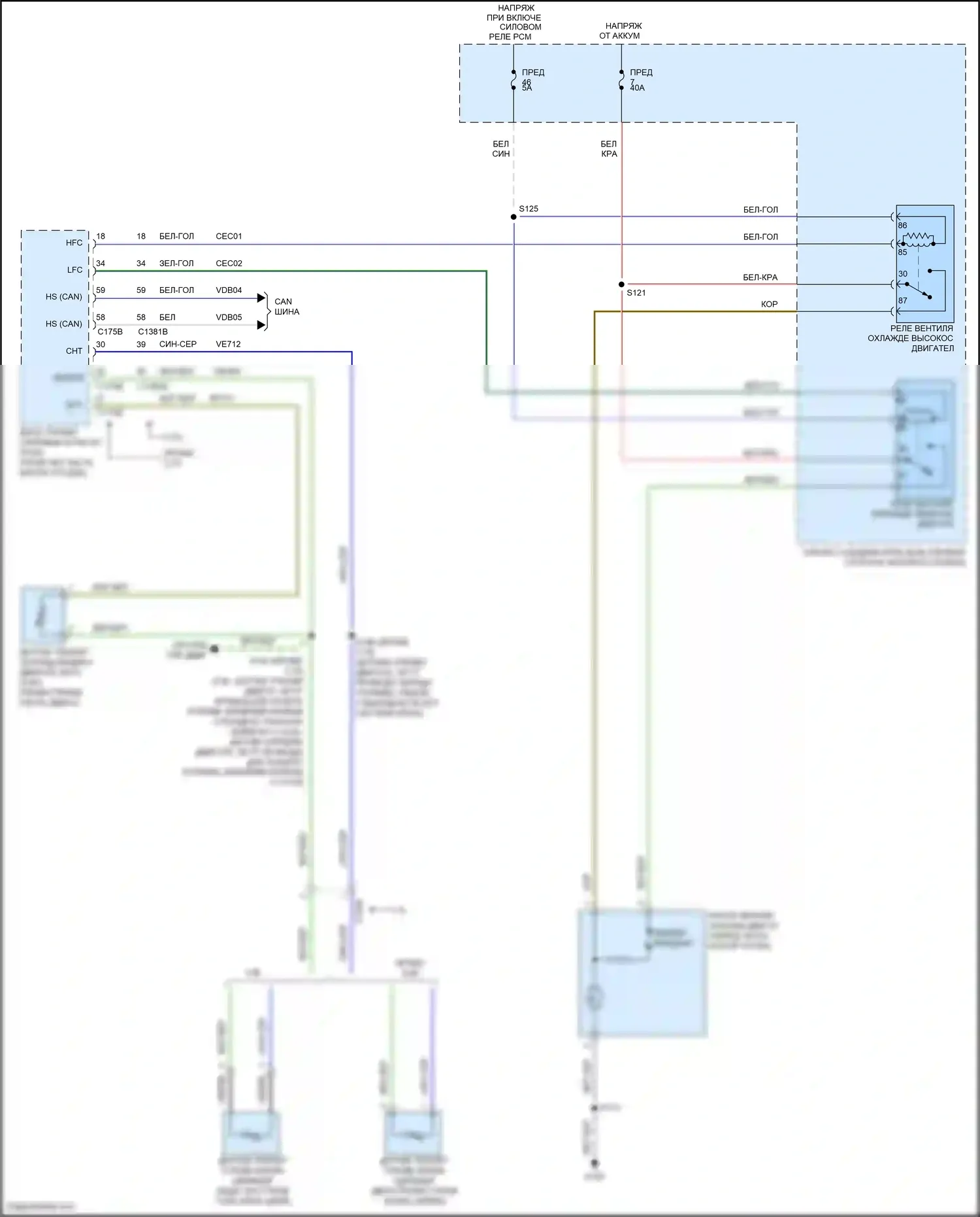 Mustang Ford V рестайлинг 2 (2012-2014): Электросхема вентилятора охлаждения 