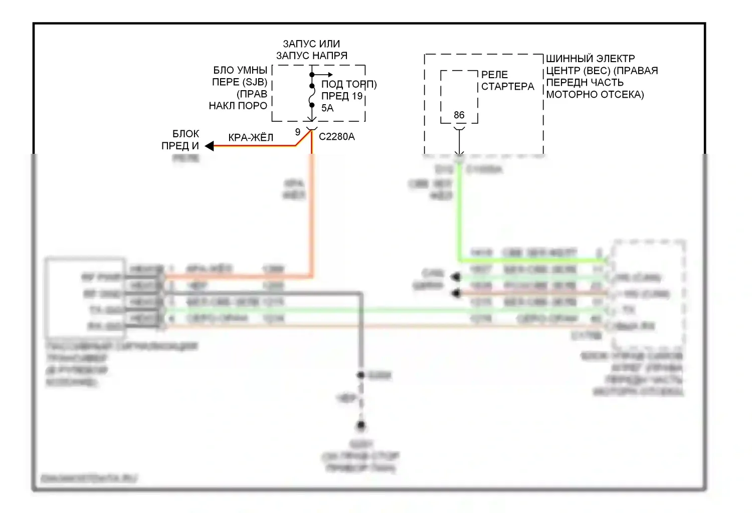 Mustang Ford V (2004-2009): Пассивная сигнализации электросхема 