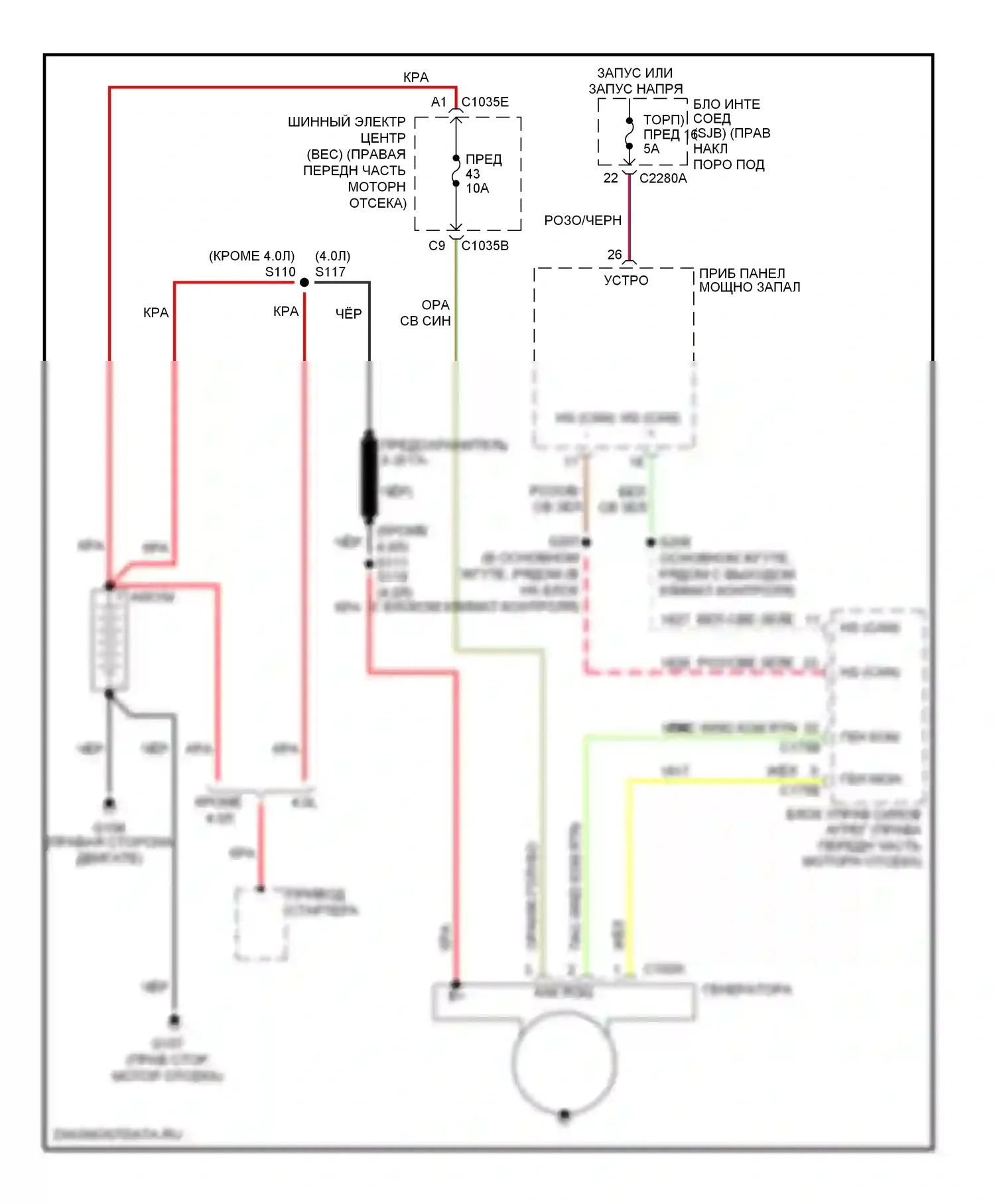 Mustang Ford V (2004-2009): Электросхема генератора 