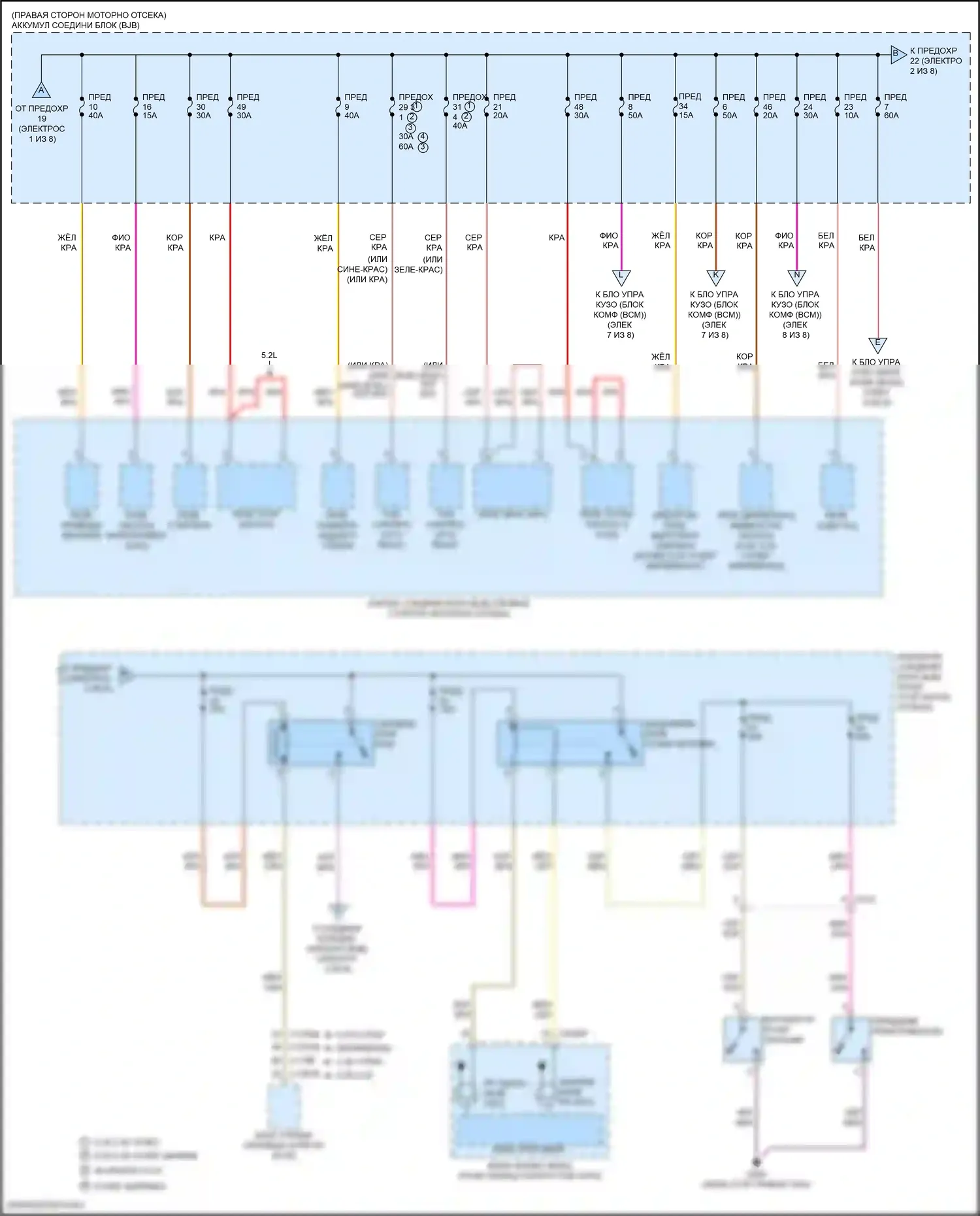 Mustang Ford VI рестайлинг (2017-2023): Электросхема блока предохранителей реле (2 из 8) 