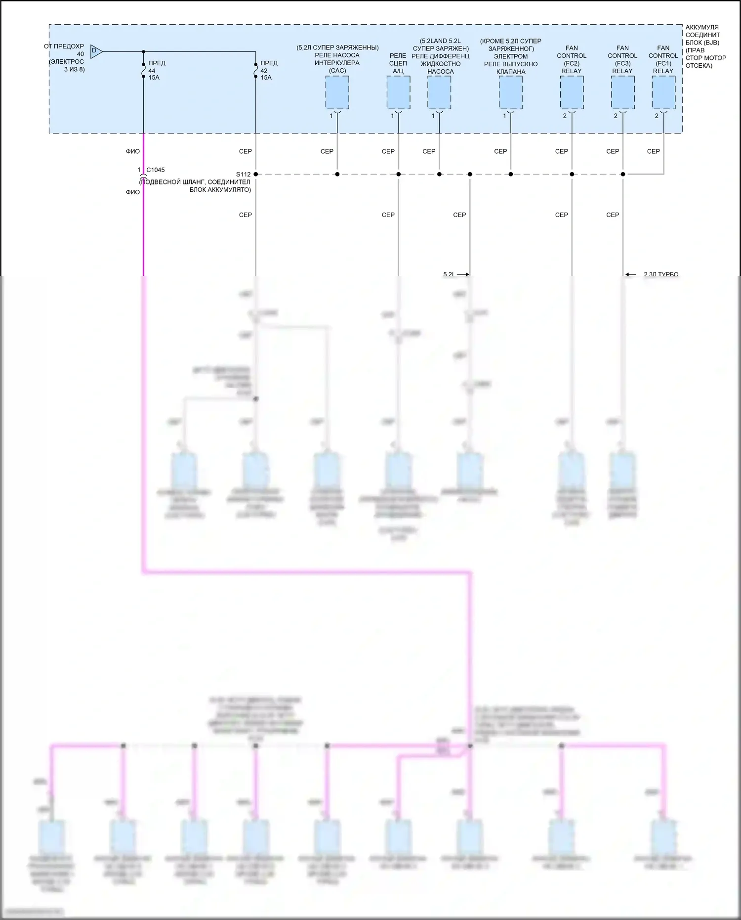 Mustang Ford VI рестайлинг (2017-2023): Электросхема блока предохранителей реле (4 из 8) 