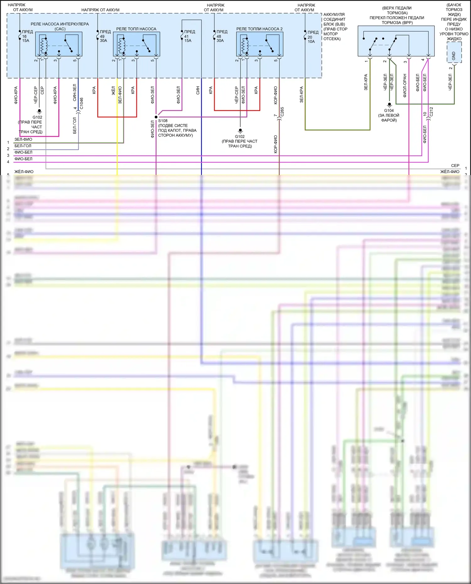 Mustang Ford VI рестайлинг (2017-2023): Электросхема двигателя 5.2l с наддувом (2 из 7) 