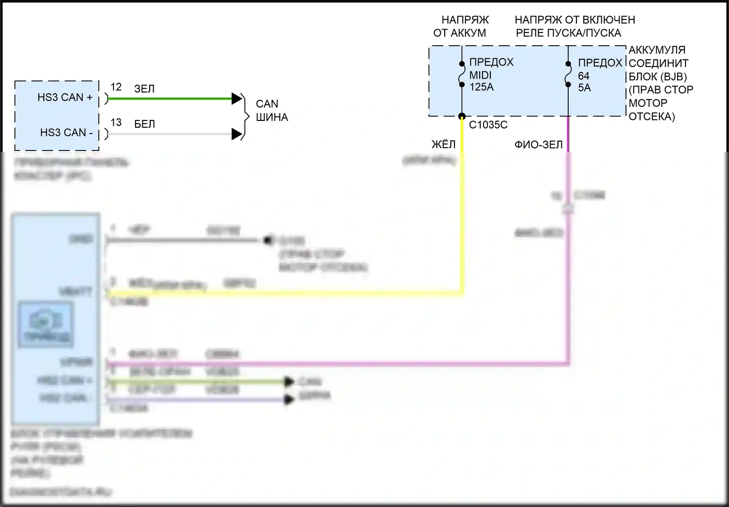Mustang Ford VI рестайлинг (2017-2023): Электросхема электроусилителя руля 