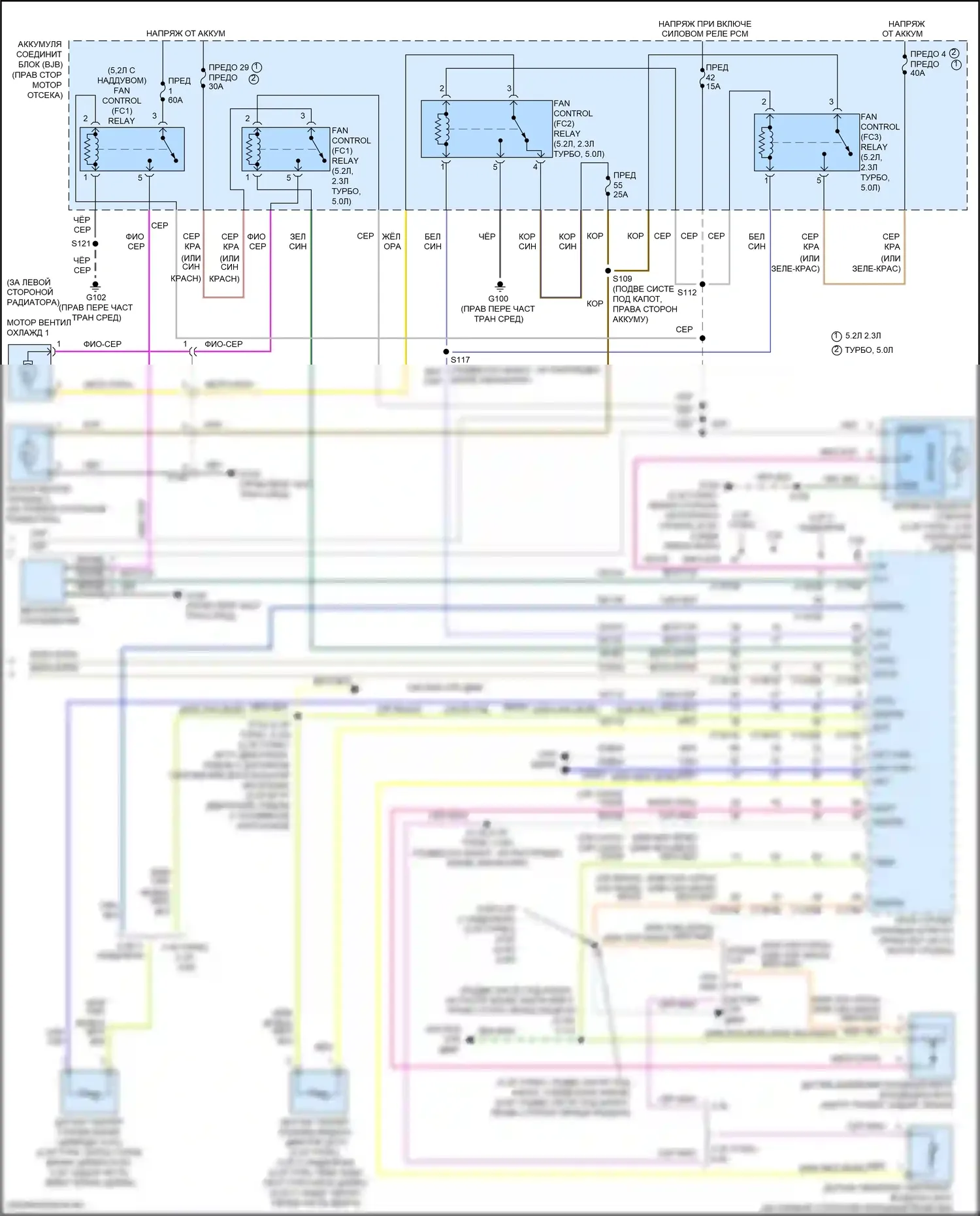 Mustang Ford VI рестайлинг (2017-2023): Электросхема климат контроля (3 из 3) 