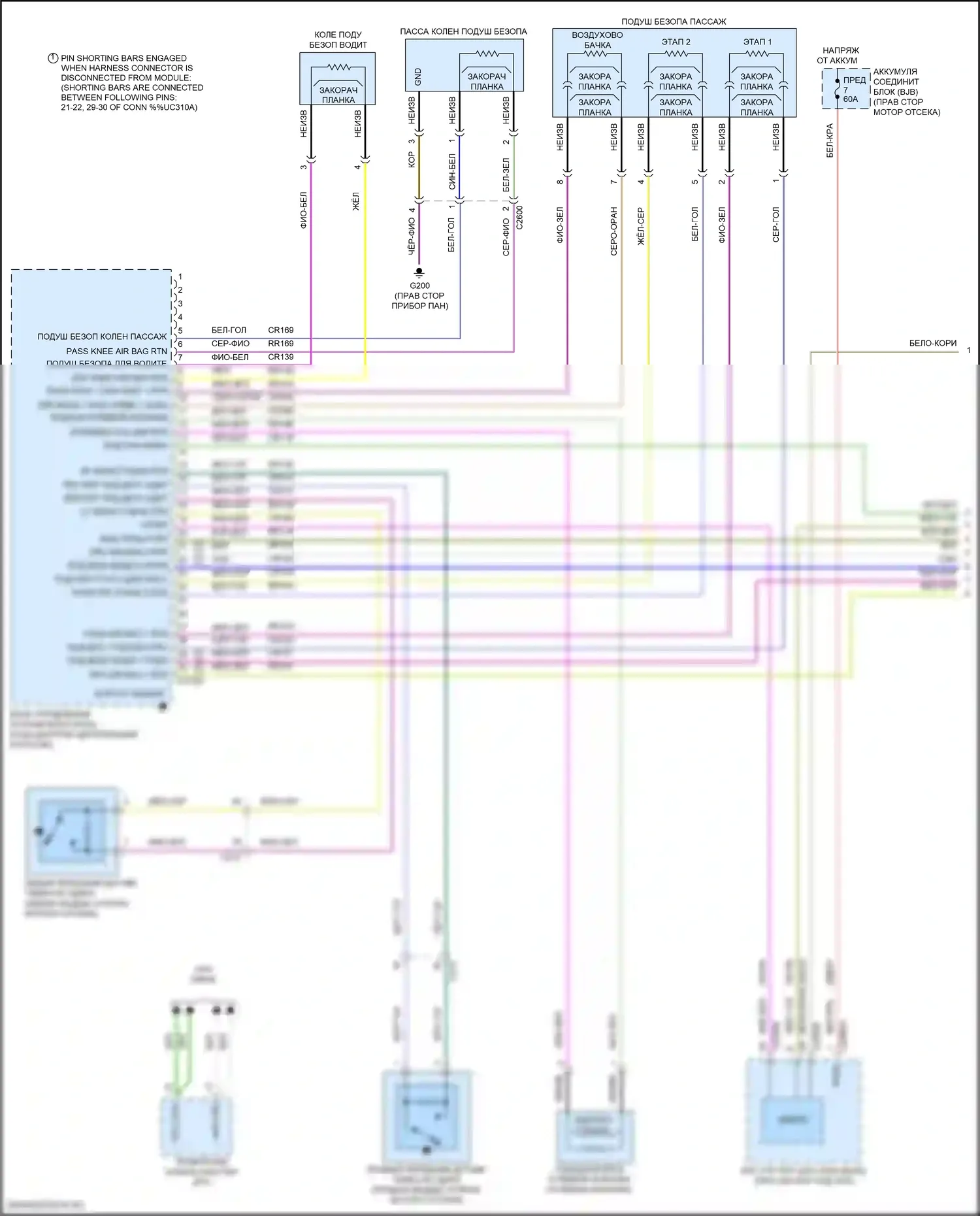 Mustang Ford VI рестайлинг (2017-2023): Электросхема подушек безопасности (1 из 3) 