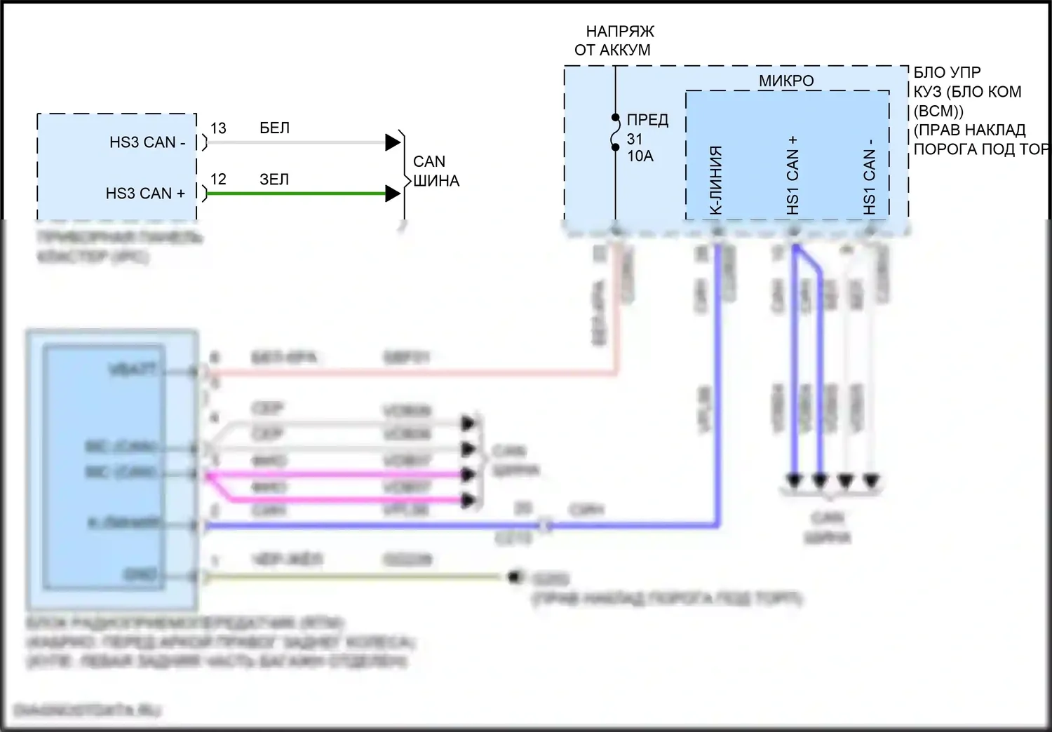 Mustang Ford VI рестайлинг (2017-2023): Электросхема контроля давления в шинах 