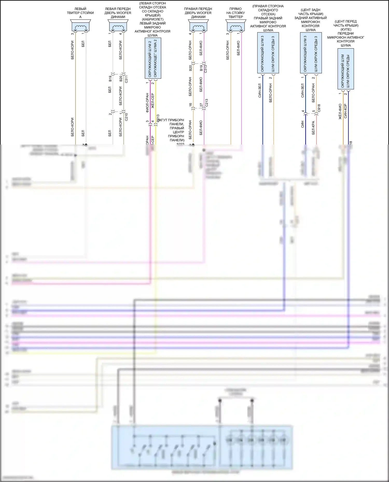 Mustang Ford VI рестайлинг (2017-2023): Электросхема навигации, 6 динамиков (2 из 5) 