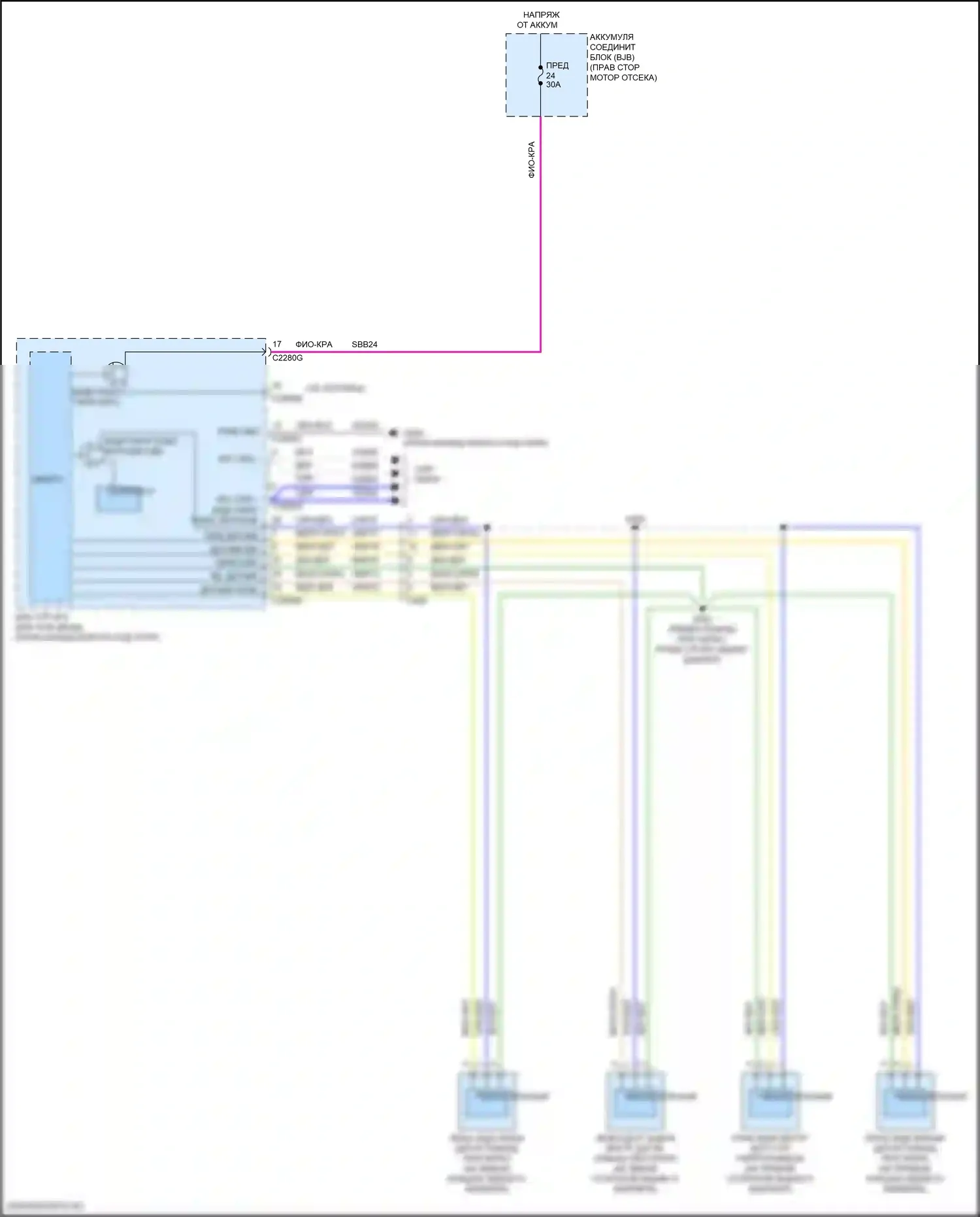 Mustang Ford VI рестайлинг (2017-2023): Электросхема парктроника 