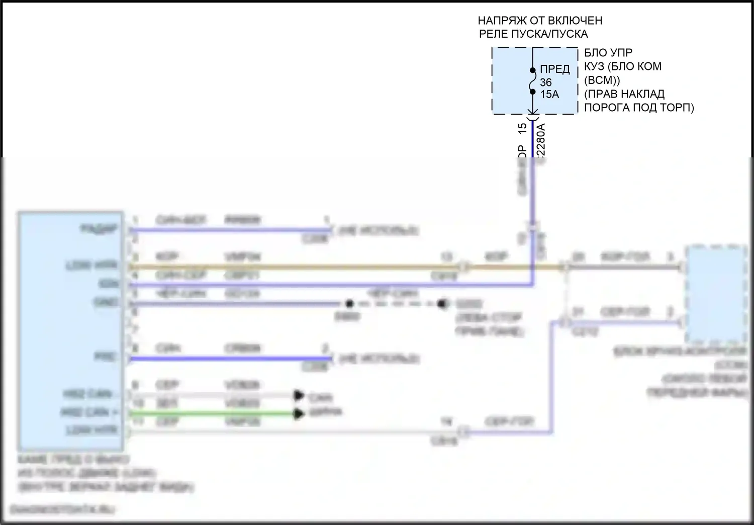 Mustang Ford VI рестайлинг (2017-2023): Электросхема сигнализации о выезде с полосы движения 