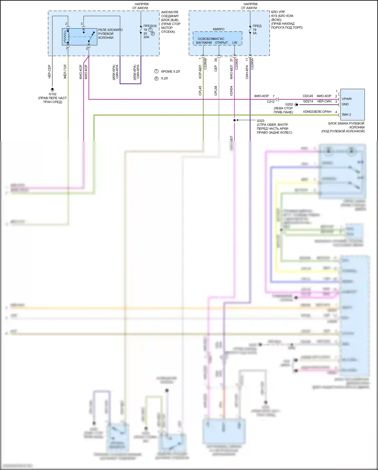 Mustang Ford VI рестайлинг (2017-2023): Электросхема центрального замка, с памятью (4 из 4) 