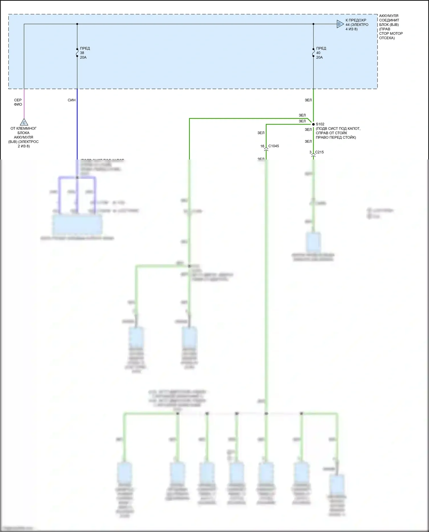 Mustang Ford VII (2022-2024): Электросхема блока предохранителей реле (3 из 8) 