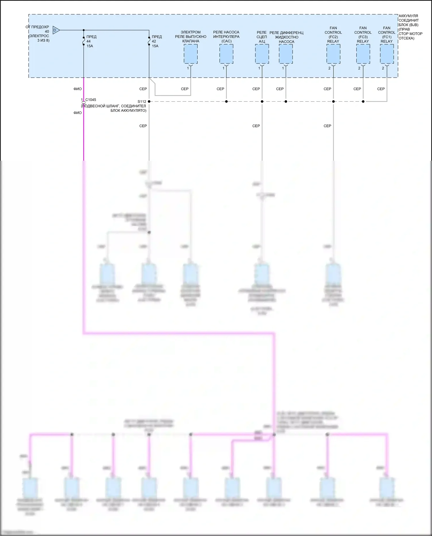 Mustang Ford VII (2022-2024): Электросхема блока предохранителей реле (4 из 8) 