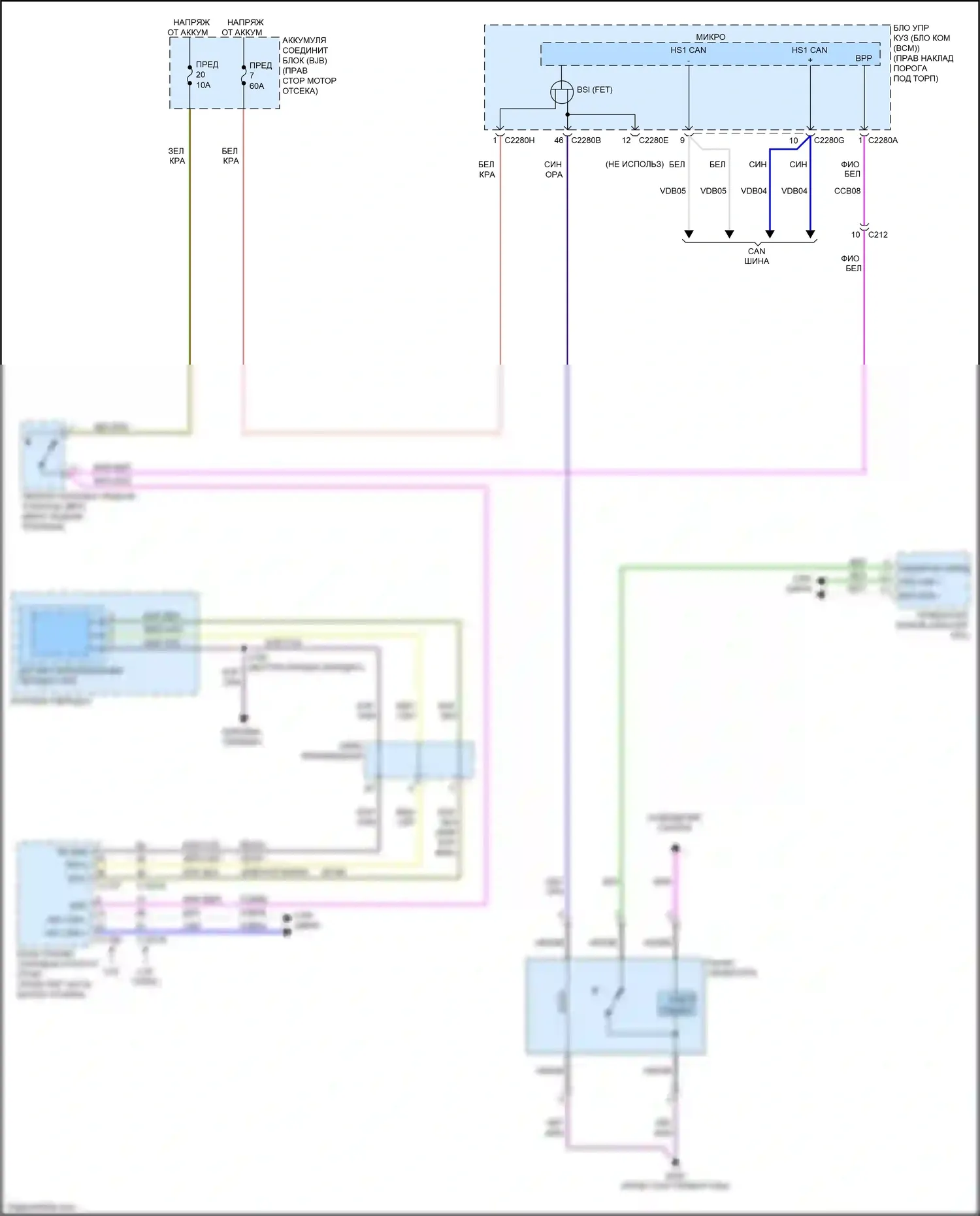 Mustang Ford VII (2022-2024): Электросхема блокировки селектора 