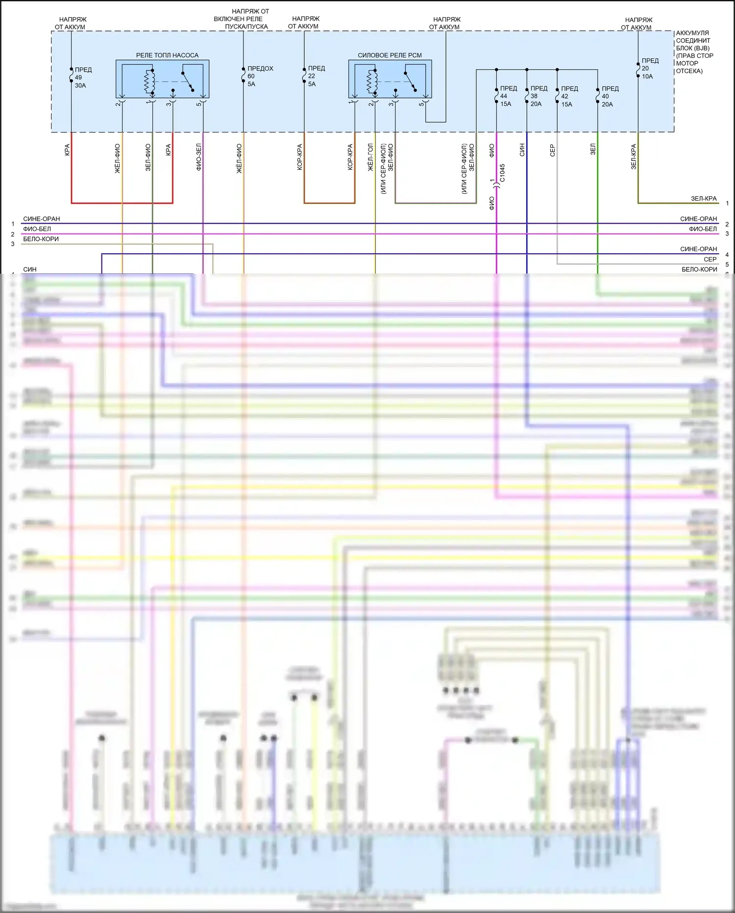 Mustang Ford VII (2022-2024): Электросхема двигателя 2.3л турбо (2 из 8) 