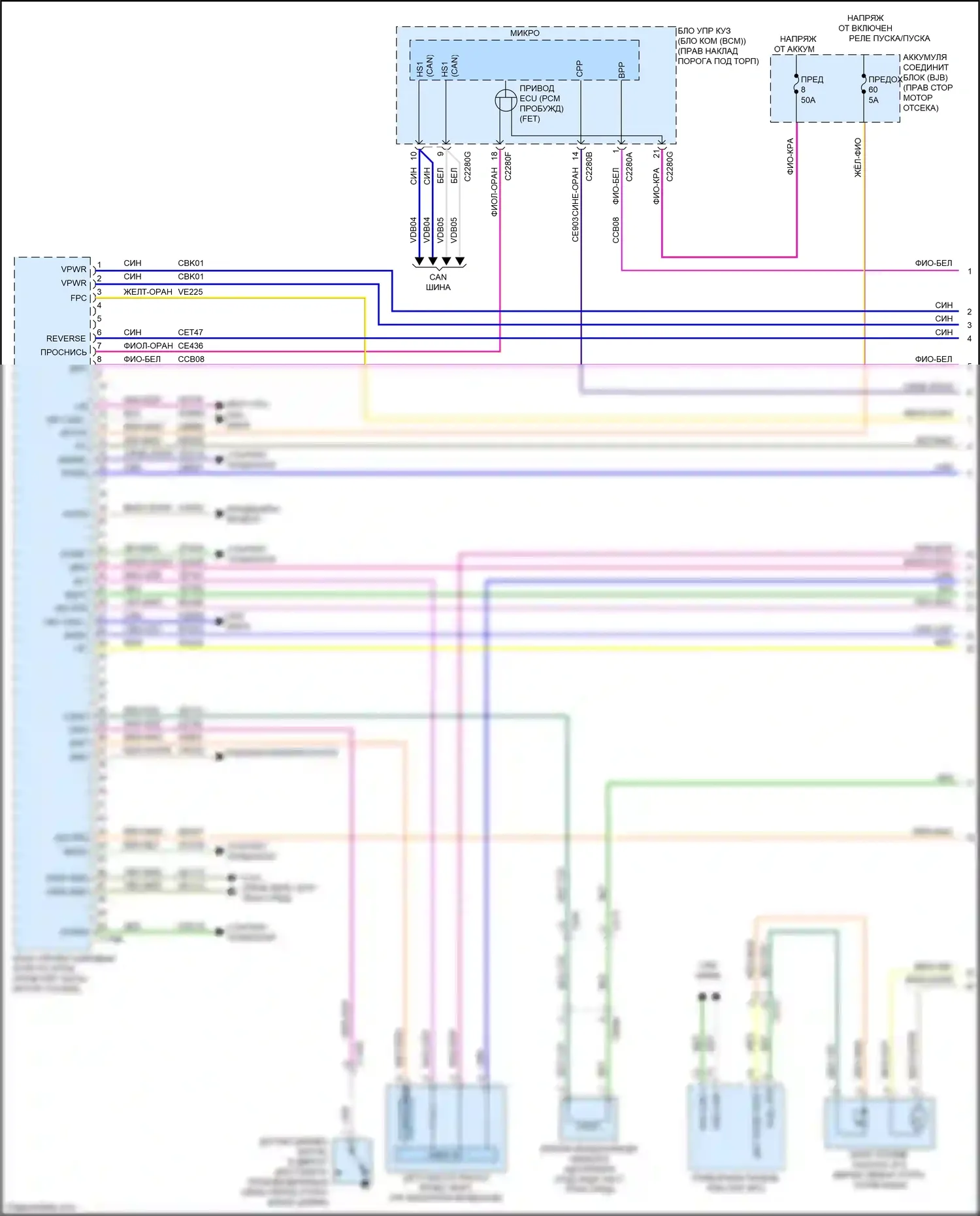 Mustang Ford VII (2022-2024): Электросхема двигателя 5.0l (1 из 11) 