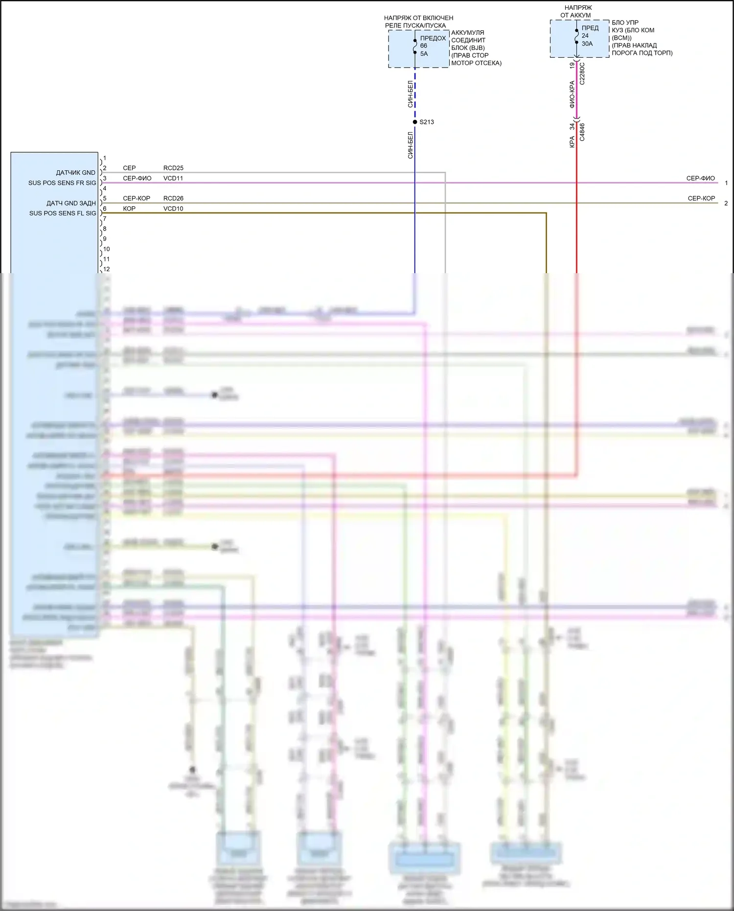 Mustang Ford VII (2022-2024): Электросхема электронной подвески (1 из 2) 