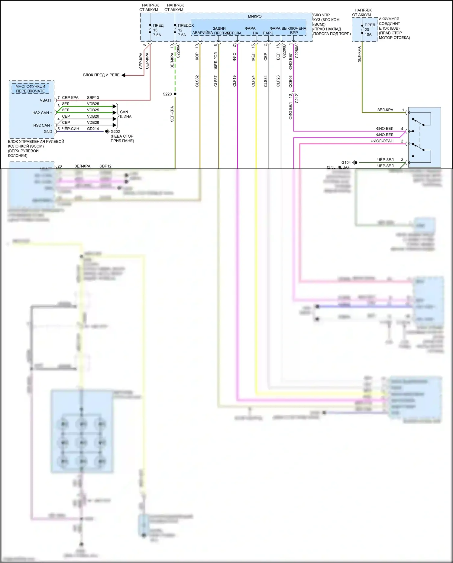 Mustang Ford VII (2022-2024): Электросхема фар и фонарей (3 из 3) 