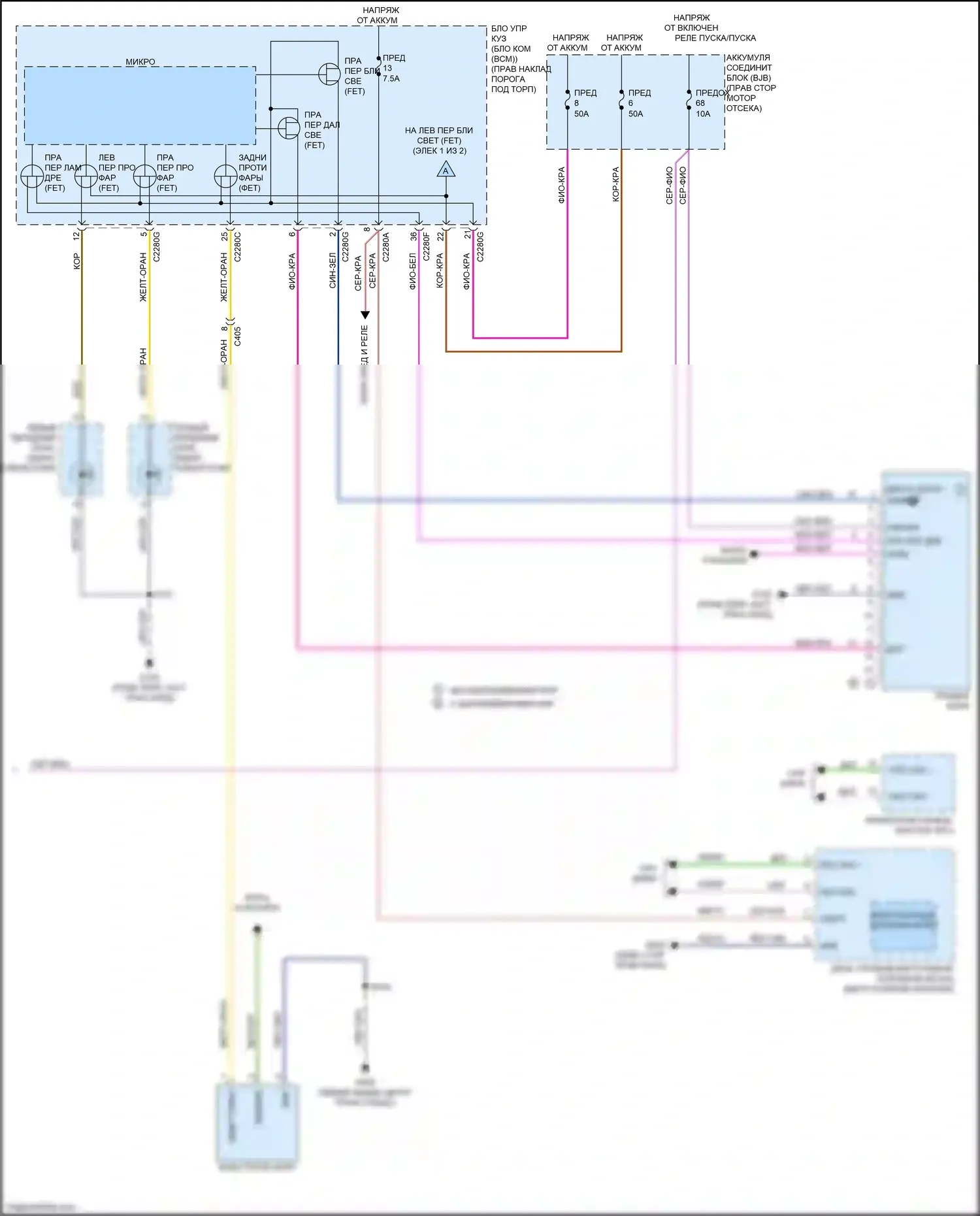 Mustang Ford VII (2022-2024): Электросхема фар (2 из 2) 