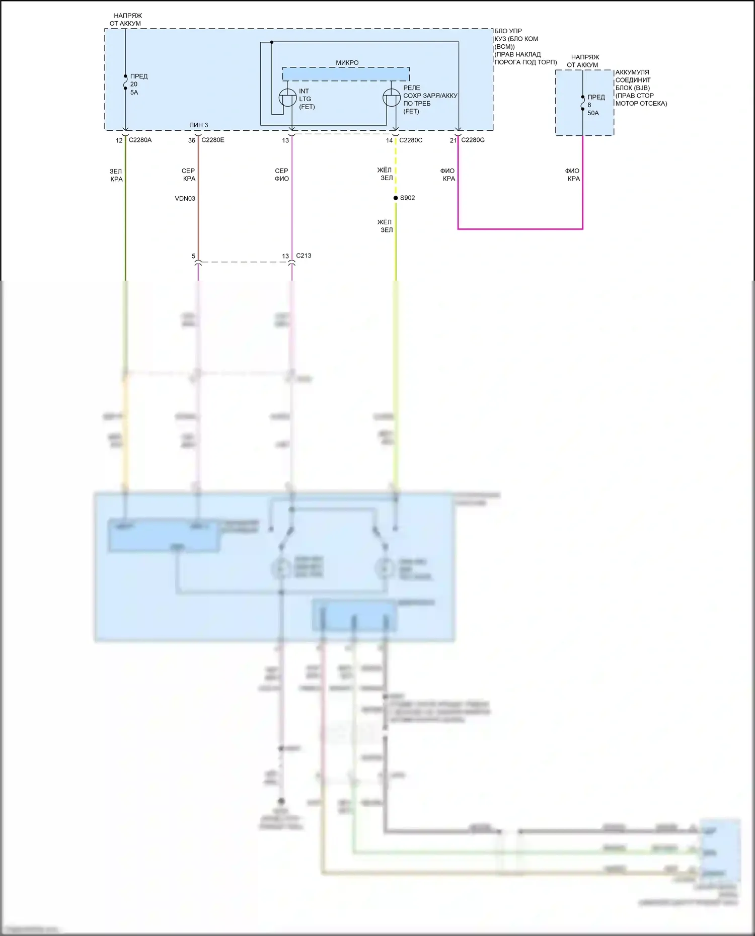 Mustang Ford VII (2022-2024): Электросхема потолочного пульта 