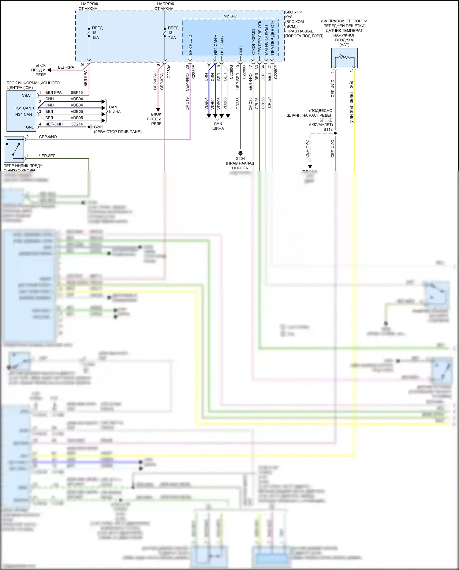 Mustang Ford VII (2022-2024): Электросхема приборной панели (1 из 2) 