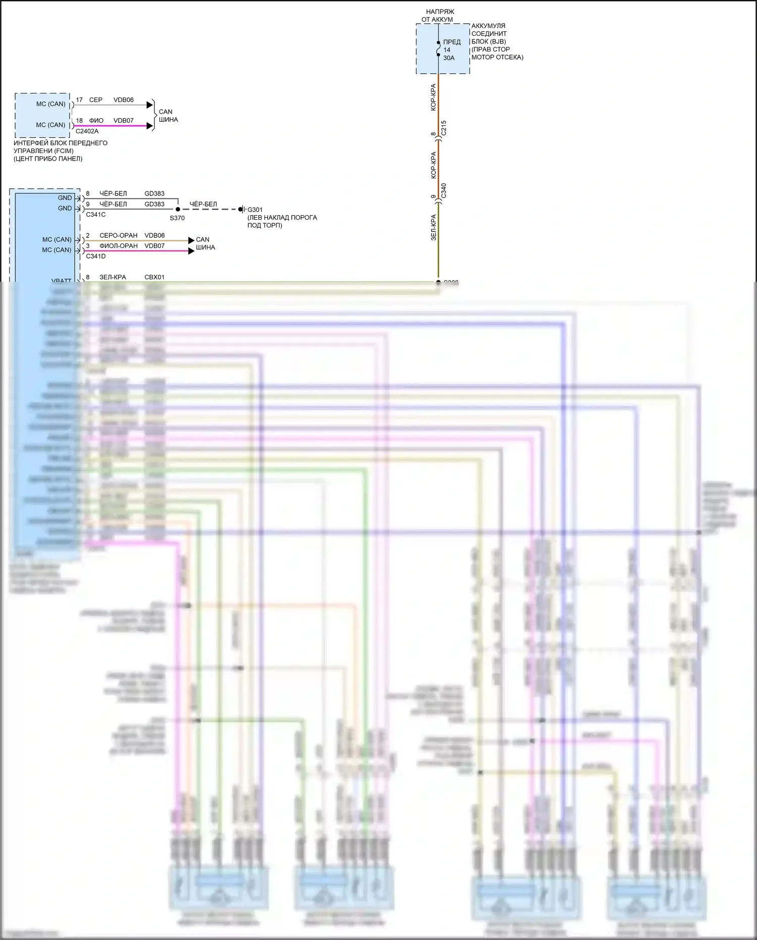 Mustang Ford VII (2022-2024): Электросхема сидений климат-контроля 