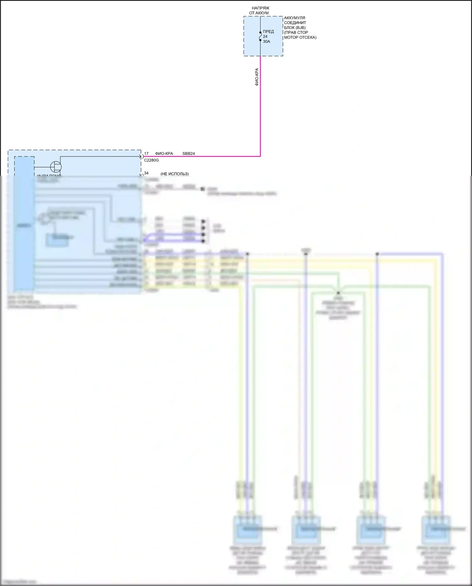 Mustang Ford VII (2022-2024): Электросхема парктроника 