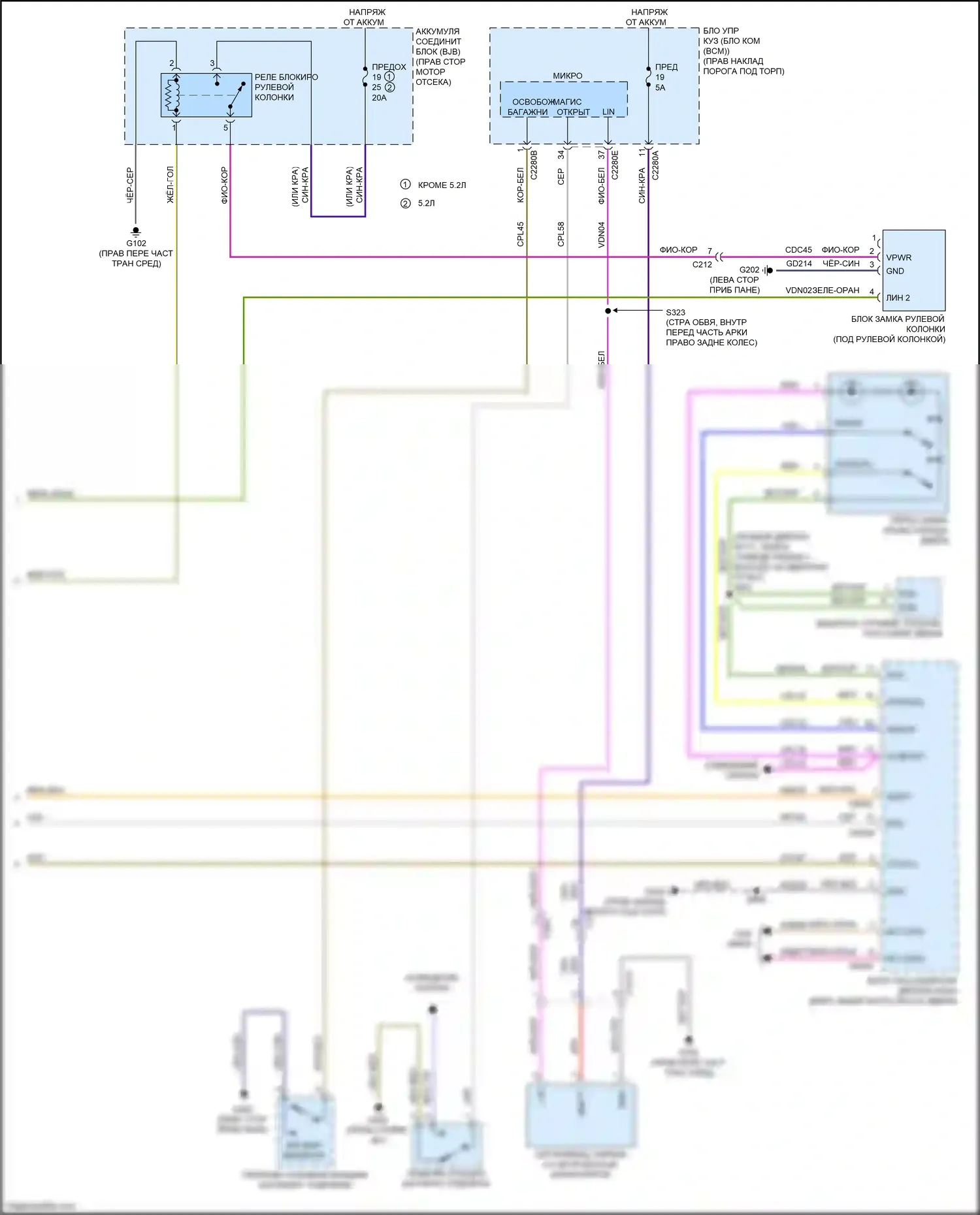Mustang Ford VII (2022-2024): Электросхема центрального замка, с памятью (4 из 4) 