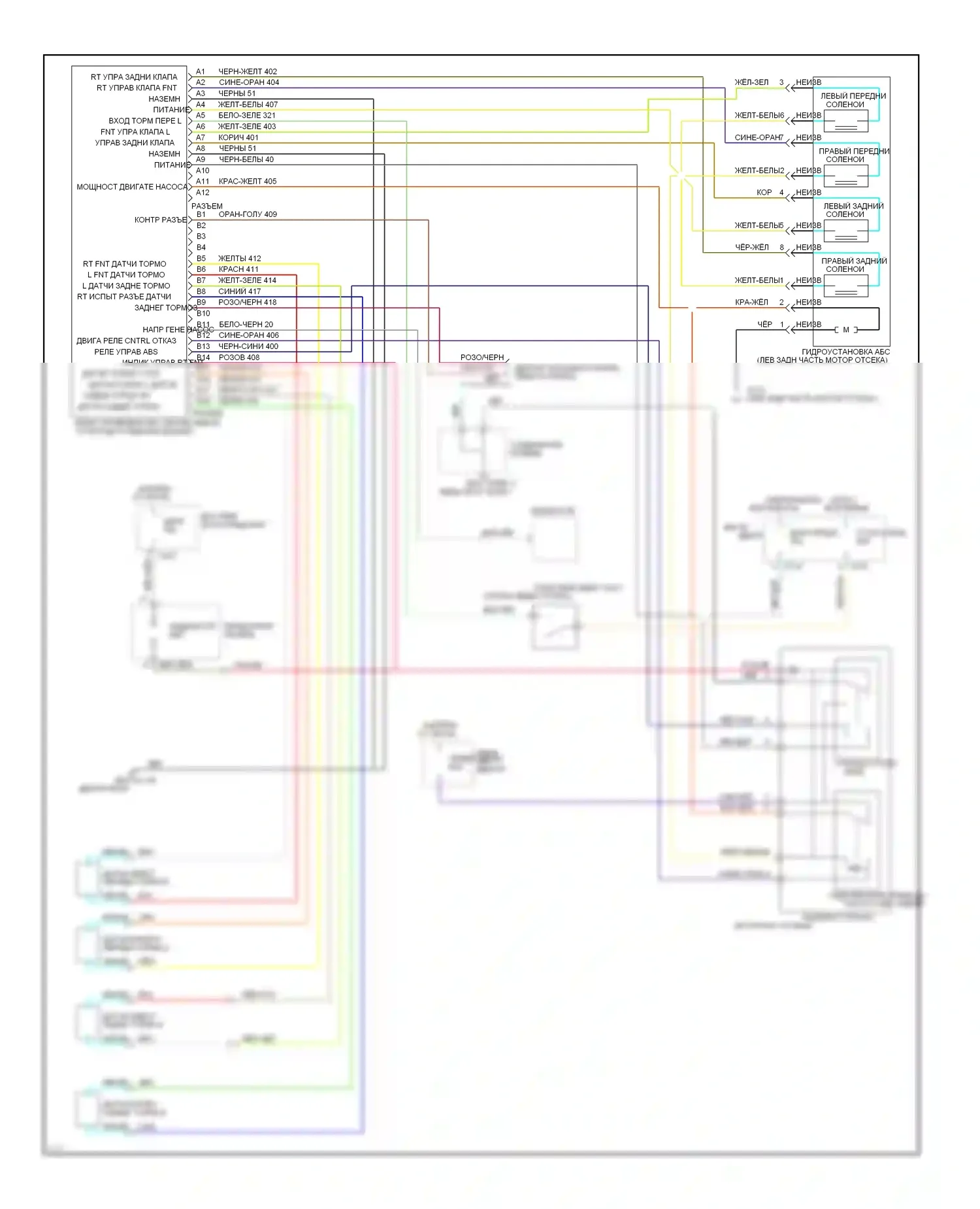 Probe Ford II (1992-1997): Электросхемы антиблокировочной системы abs 