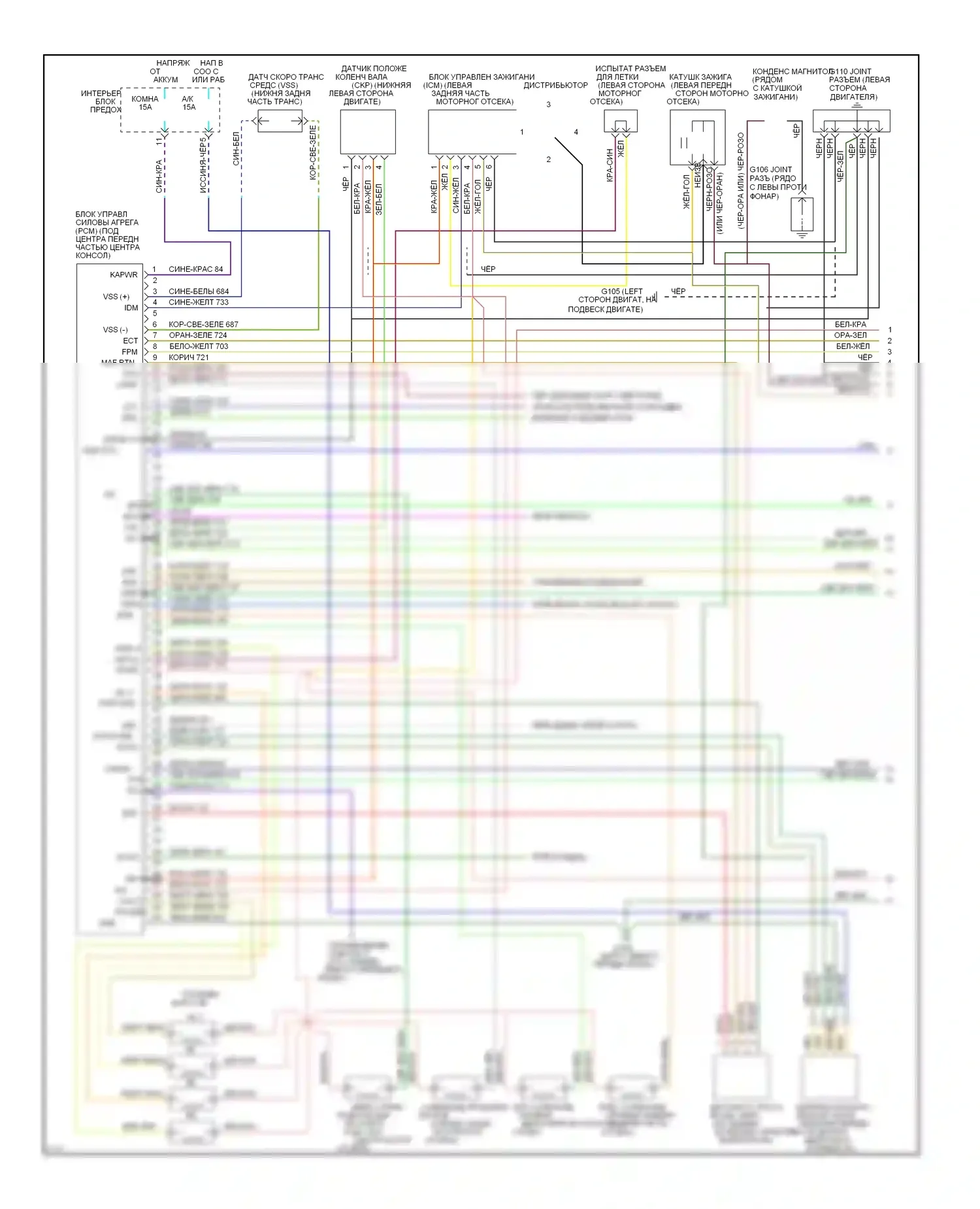 Probe Ford II (1992-1997): Электросхема двигателя 2.0ls, механическая коробка передач (1 из 2) 