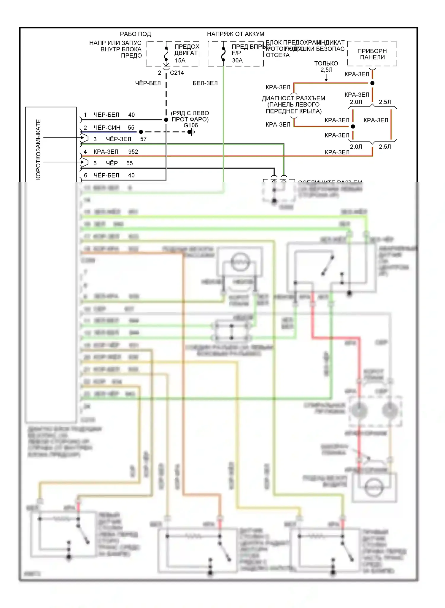 Probe Ford II (1992-1997): Электросхема подушек безопасности 
