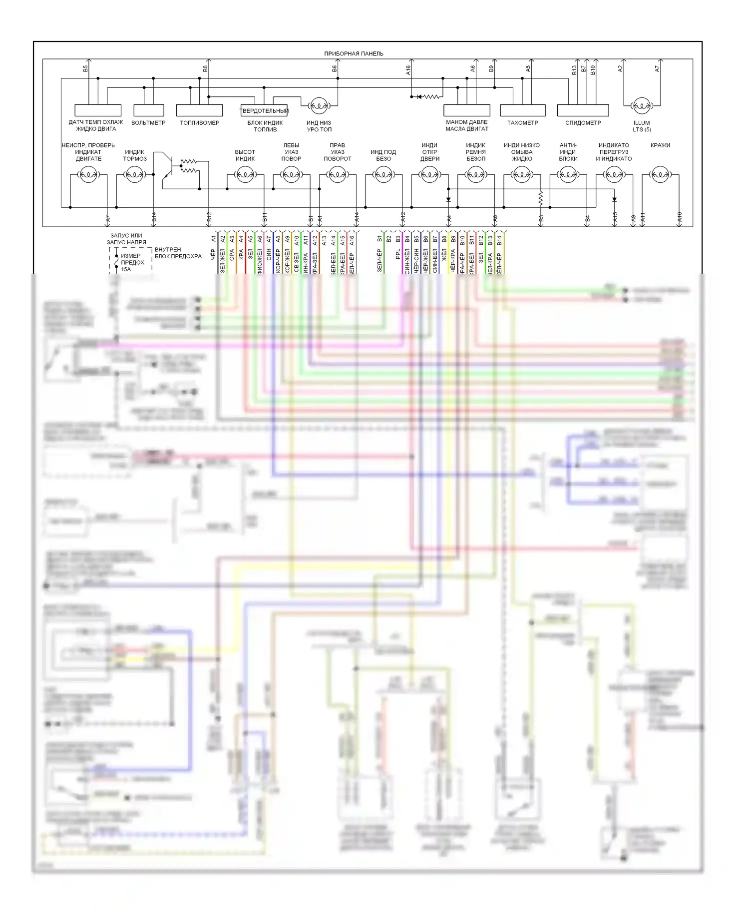 Probe Ford II (1992-1997): Электросхема приборной панели (1 из 2) 