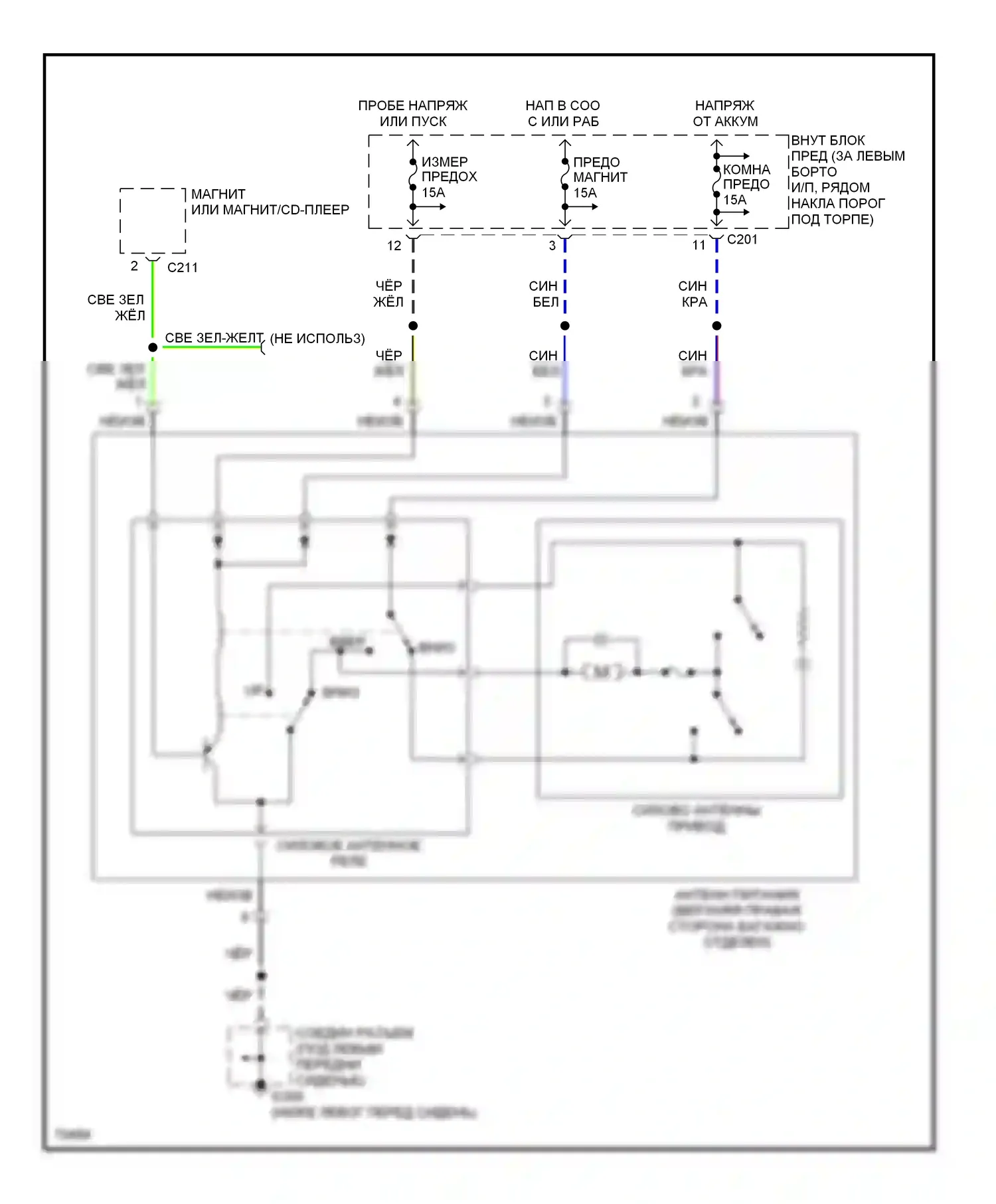 Probe Ford II (1992-1997): Электросхема силовой антенны 