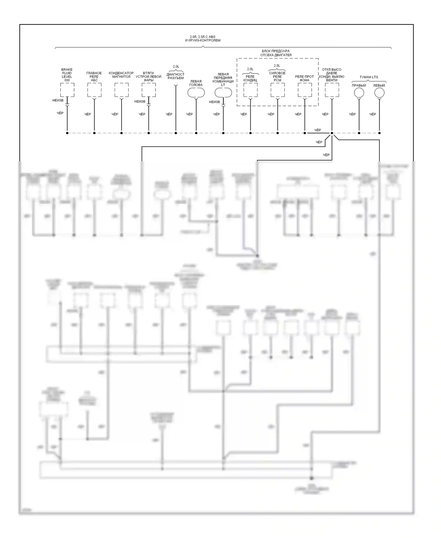 Probe Ford II (1992-1997): Электросхема точек подключения масс (2 из 4) 