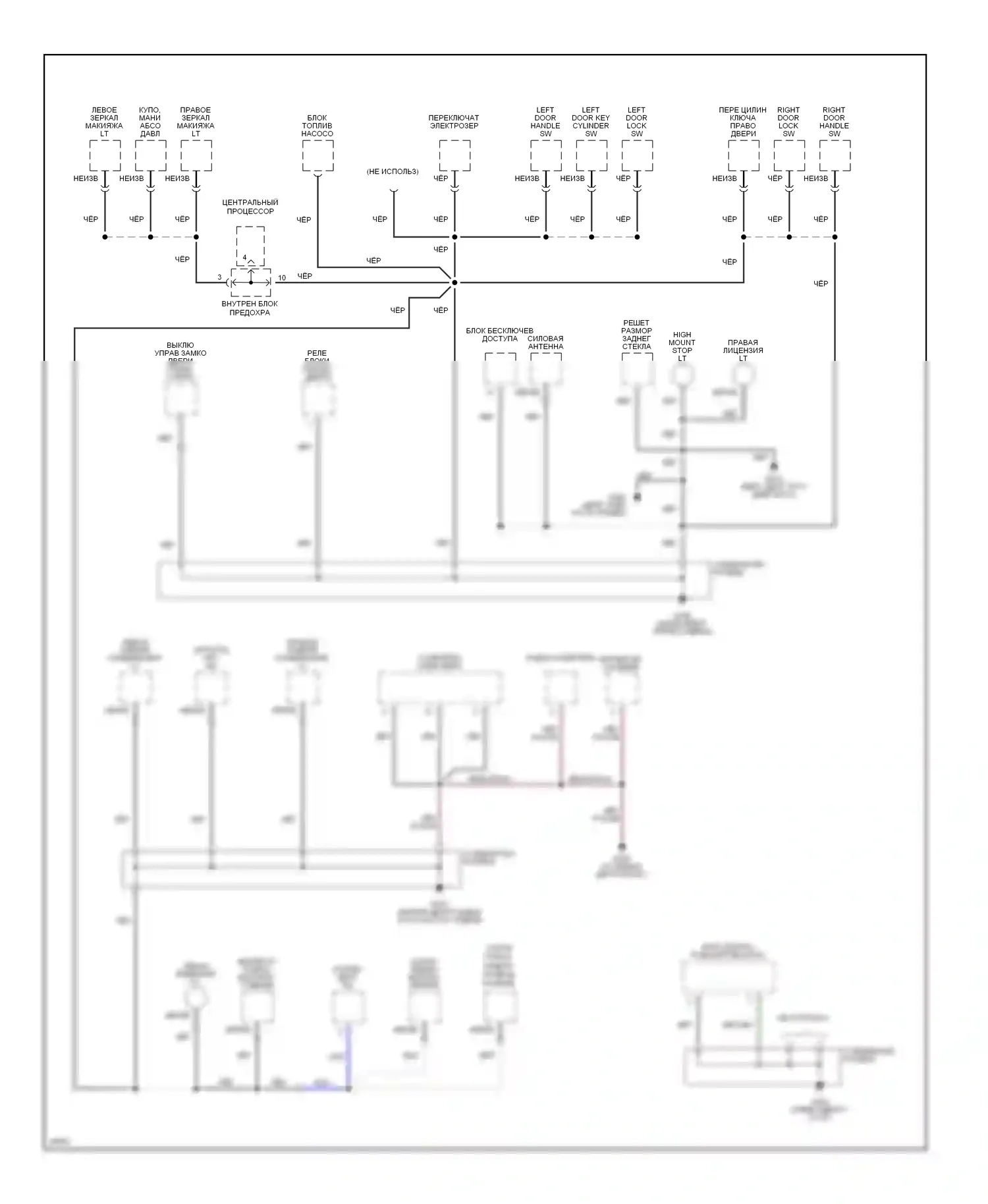 Probe Ford II (1992-1997): Электросхема точек подключения масс (4 из 4) 