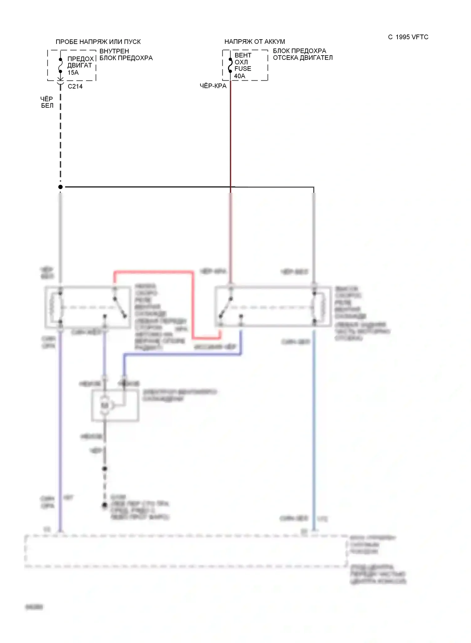 Probe Ford II (1992-1997): 2.0л, электросхема вентилятора охлаждения 