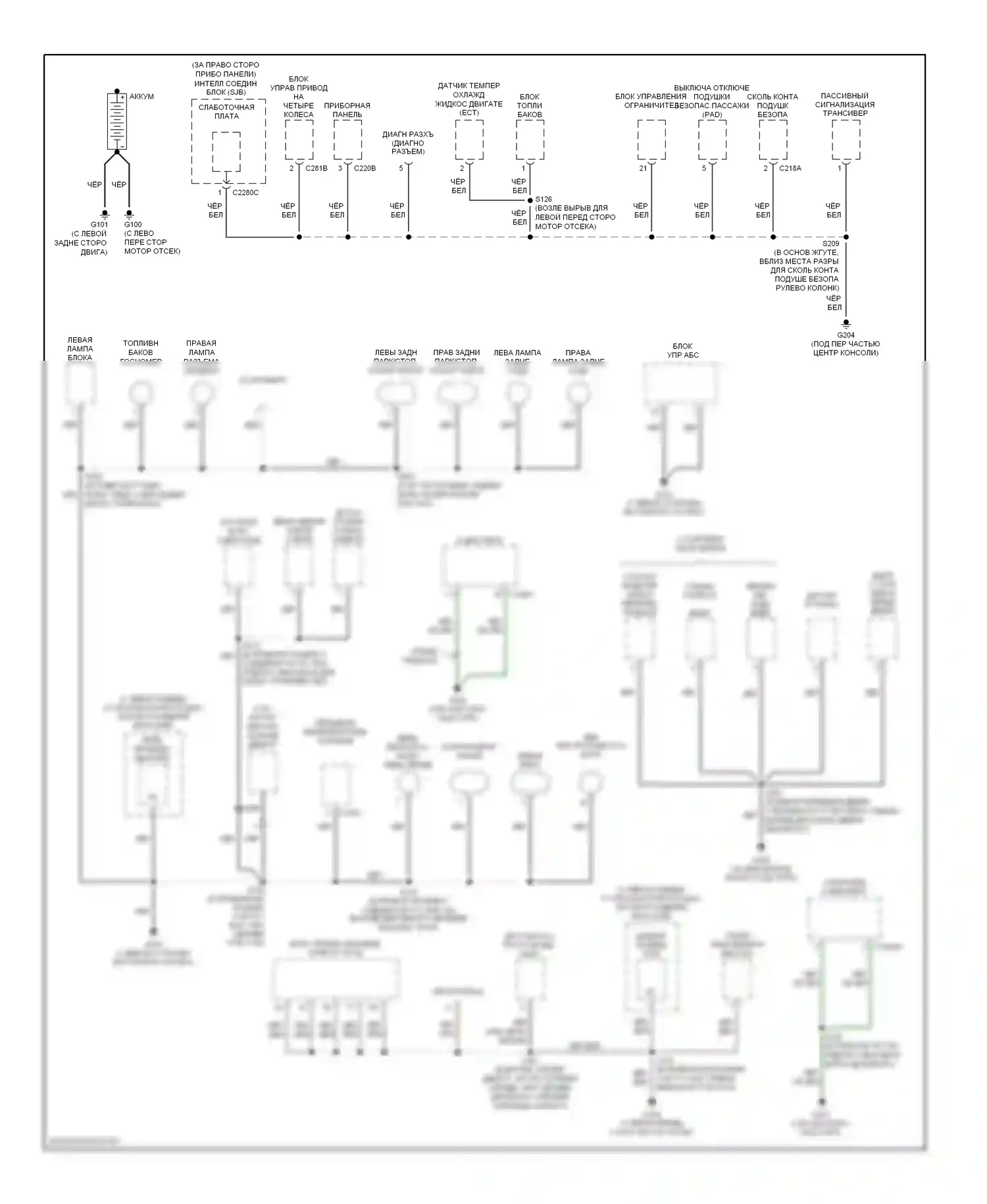 Ranger Ford I (1998-2006): Электросхема разводки массы (1 из 2) 