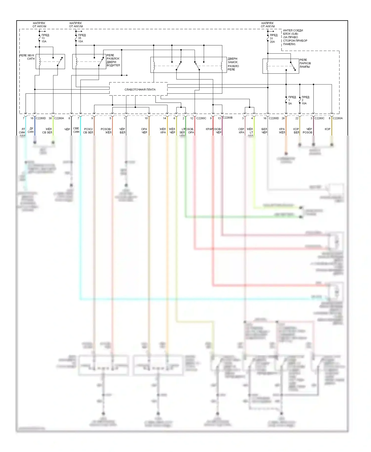 Ranger Ford I (1998-2006): Электросхема центрального замка 