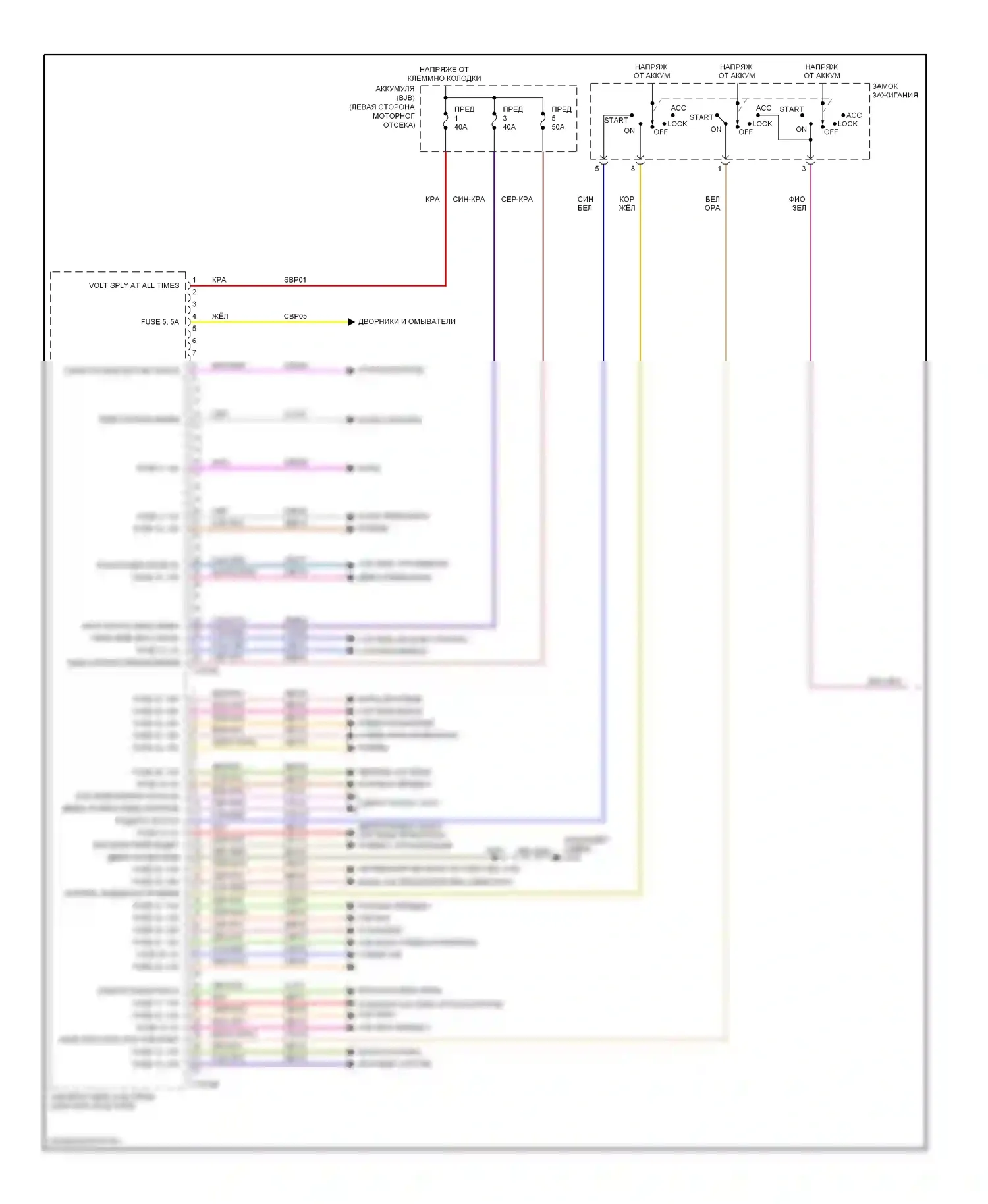 Ranger Ford II рестайлинг (2009-2011): Электросхема блоков управления кузовом (1 из 2) 