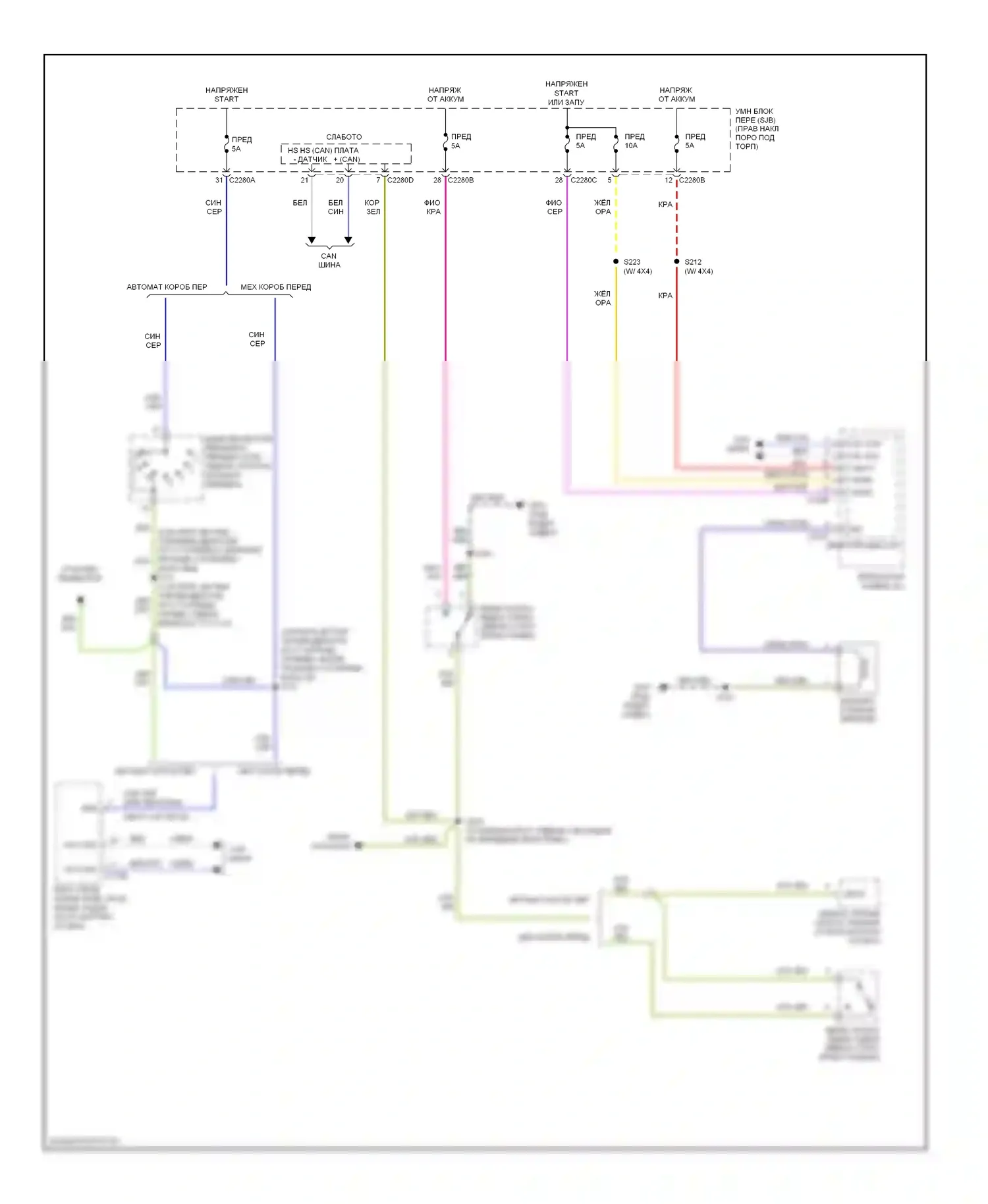 Ranger Ford II рестайлинг (2009-2011): Электросхема блокировки селектора 